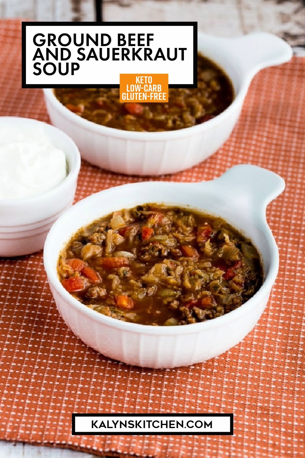 Pinterest image of Ground Beef and Sauerkraut Soup