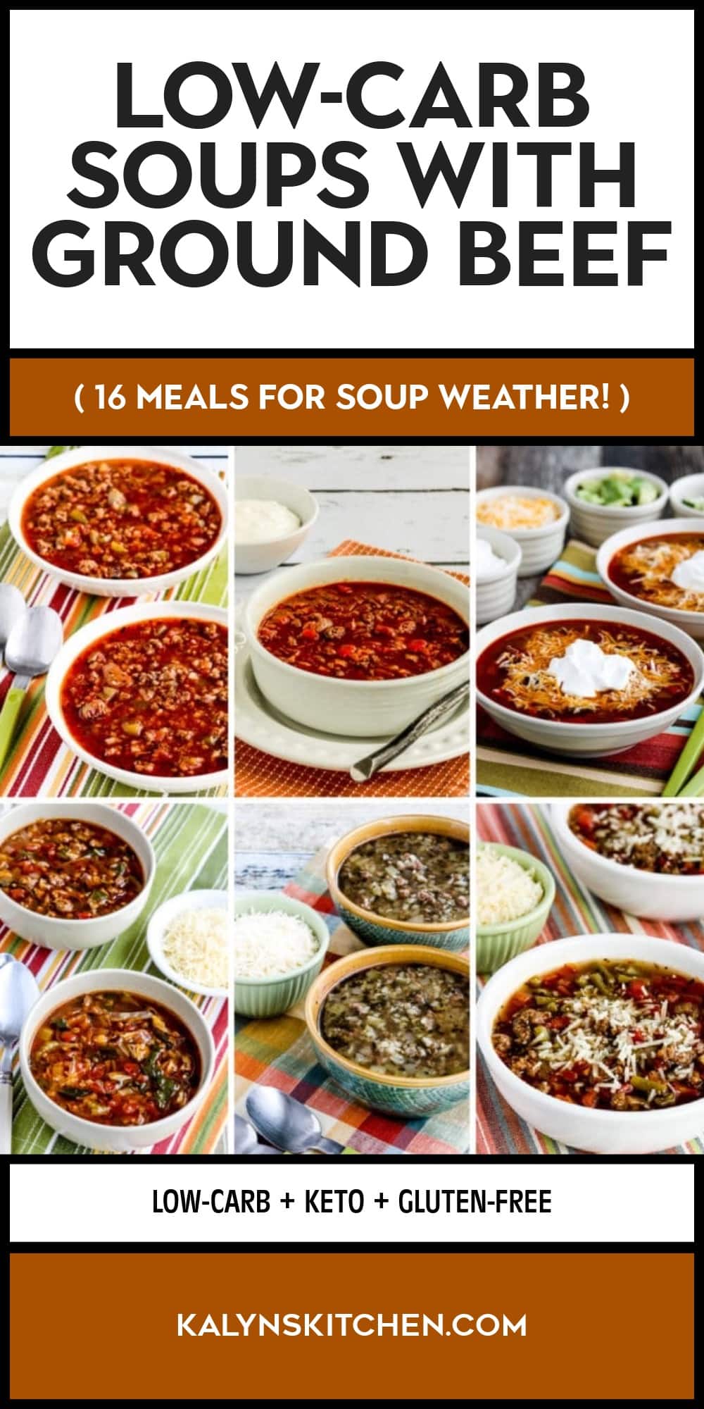 Pinterest image of Low-Carb Soups with Ground Beef