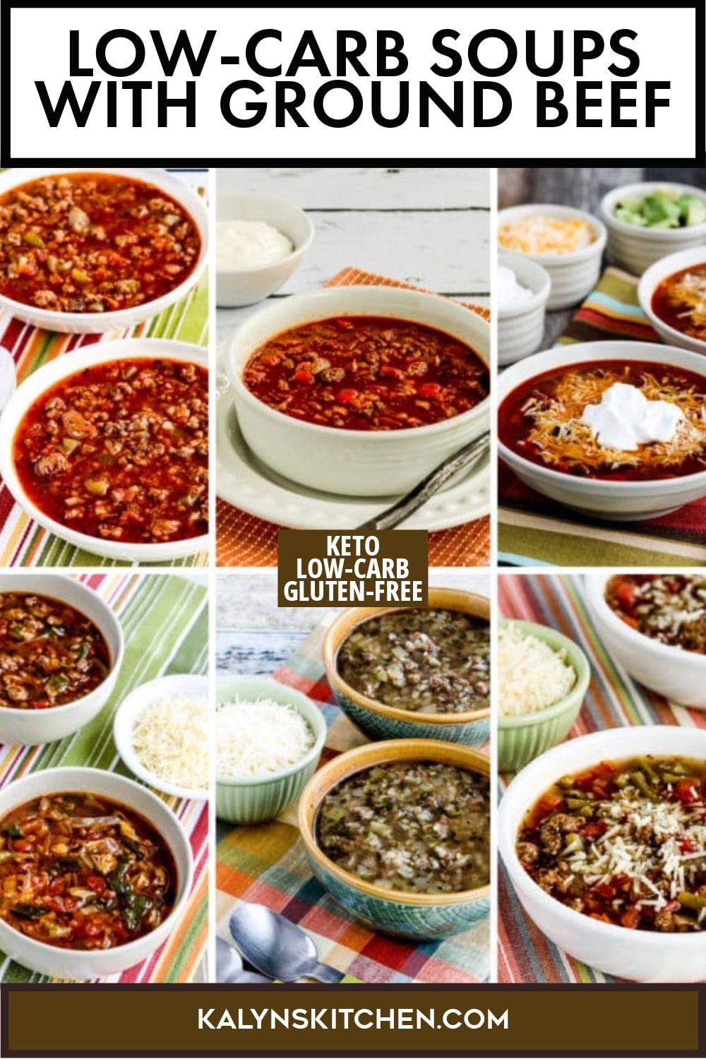 Pinterest image of Low-Carb Soups with Ground Beef
