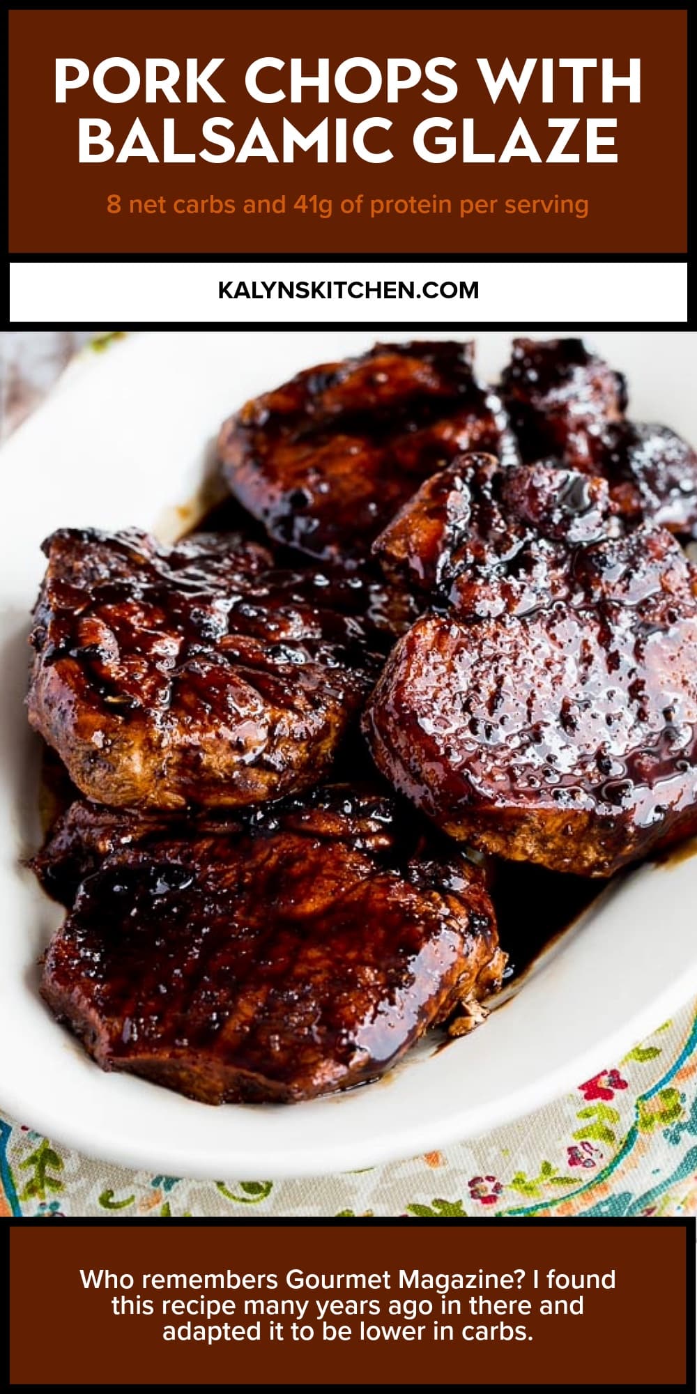 Pinterest image of Pork Chops with Balsamic Glaze
