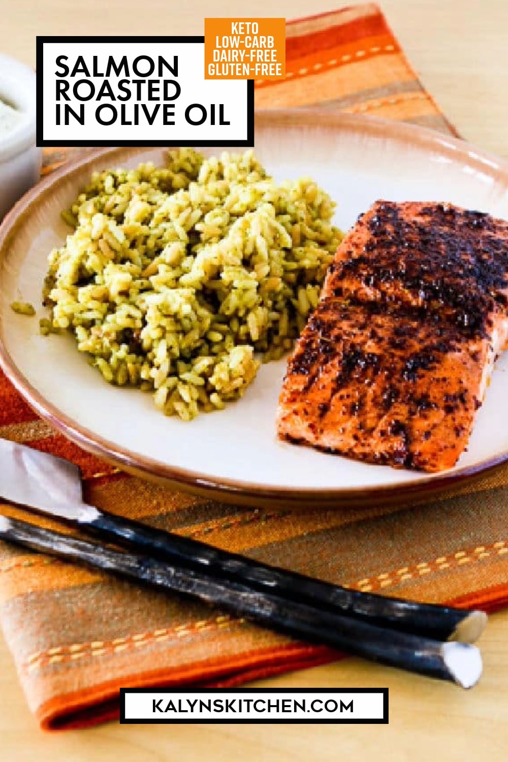 Pinterest image of Salmon Roasted in Olive Oil