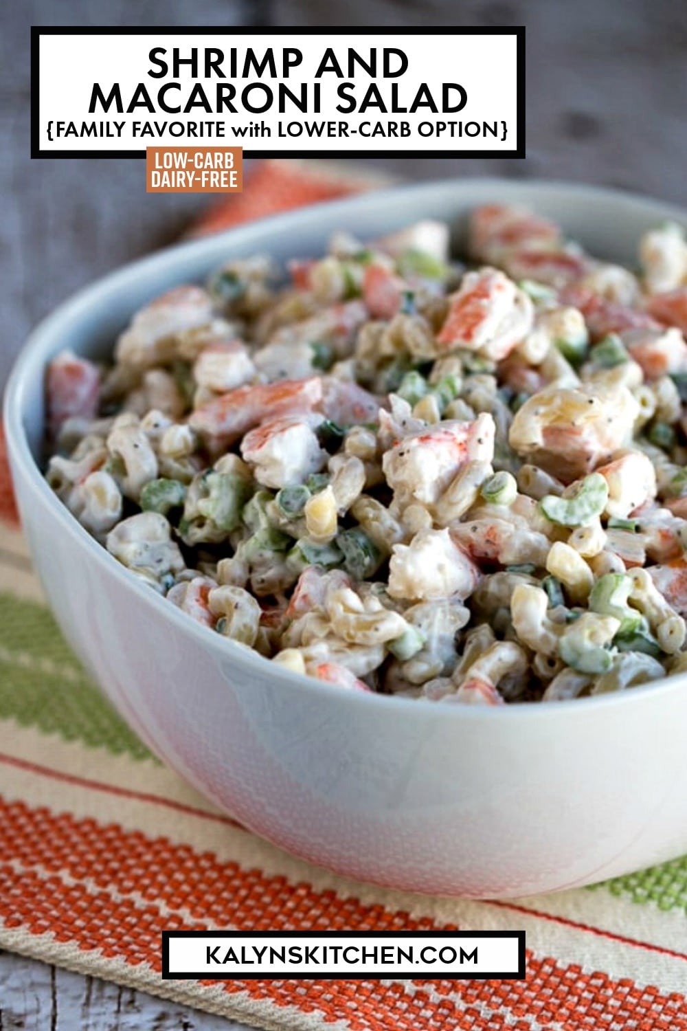 Pinterest image of Family Favorite Shrimp and Macaroni Salad