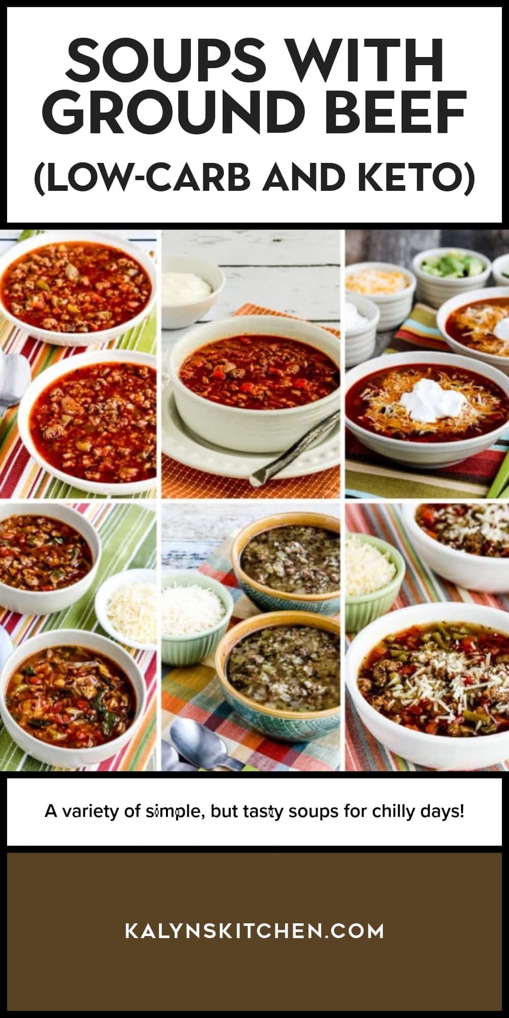 Pinterest image of Soups with Ground Beef (Low-Carb and Keto)