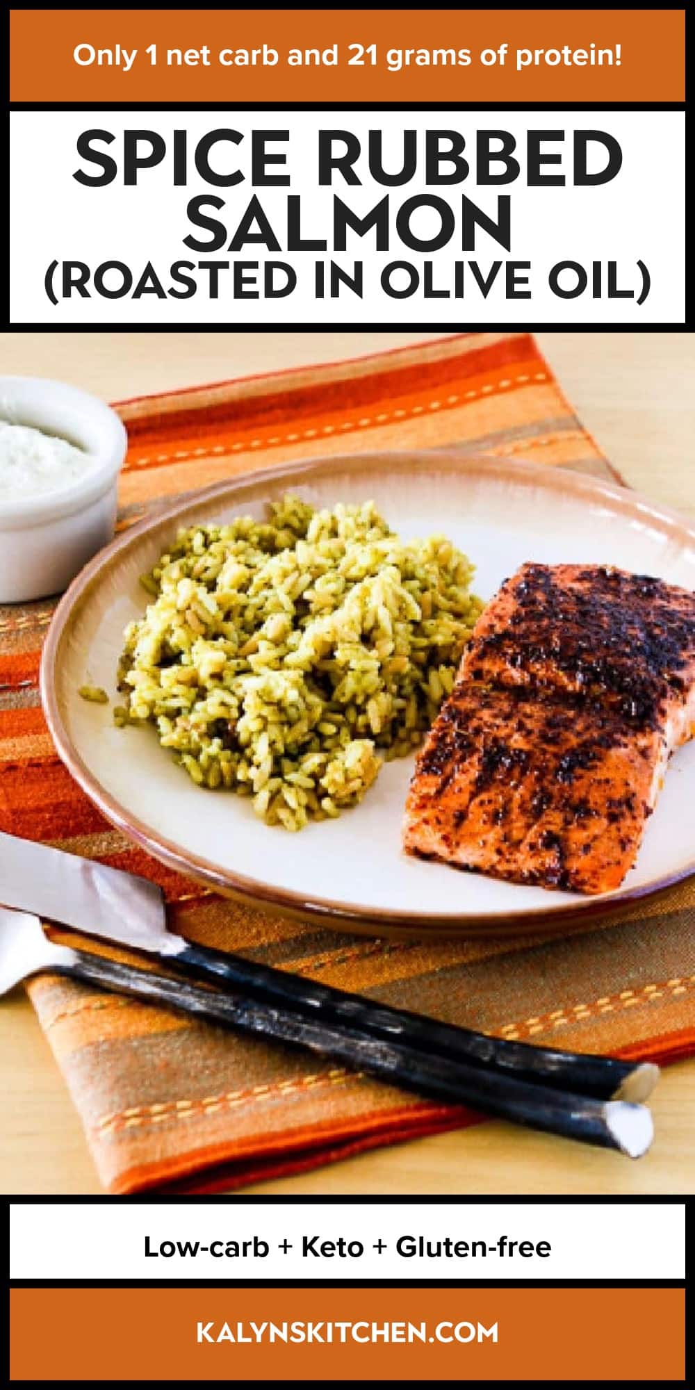 Pinterest image of Spice Rubbed Salmon (Roasted in Olive Oil)