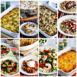 Keto Cauliflower Rice Recipes collage of featured dinners that use cauliflower rice.