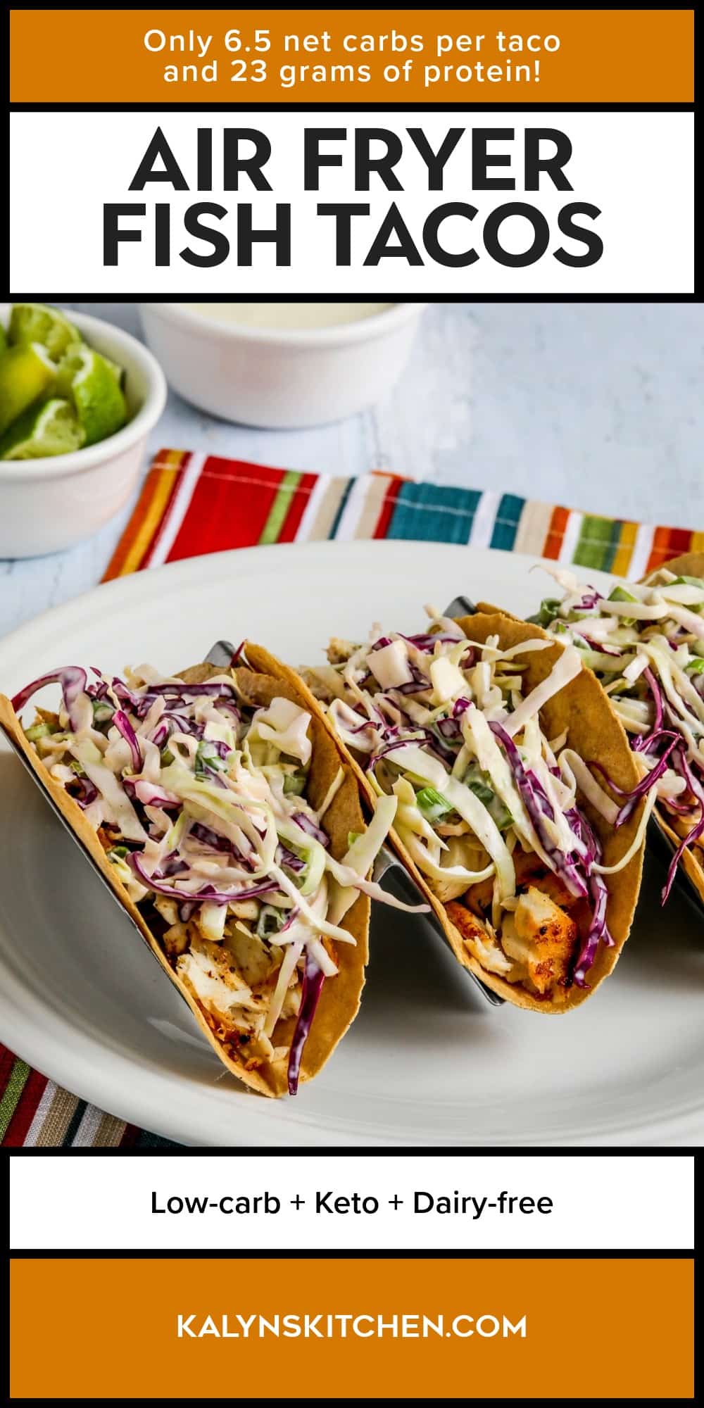 Pinterest image of Air Fryer Fish Tacos