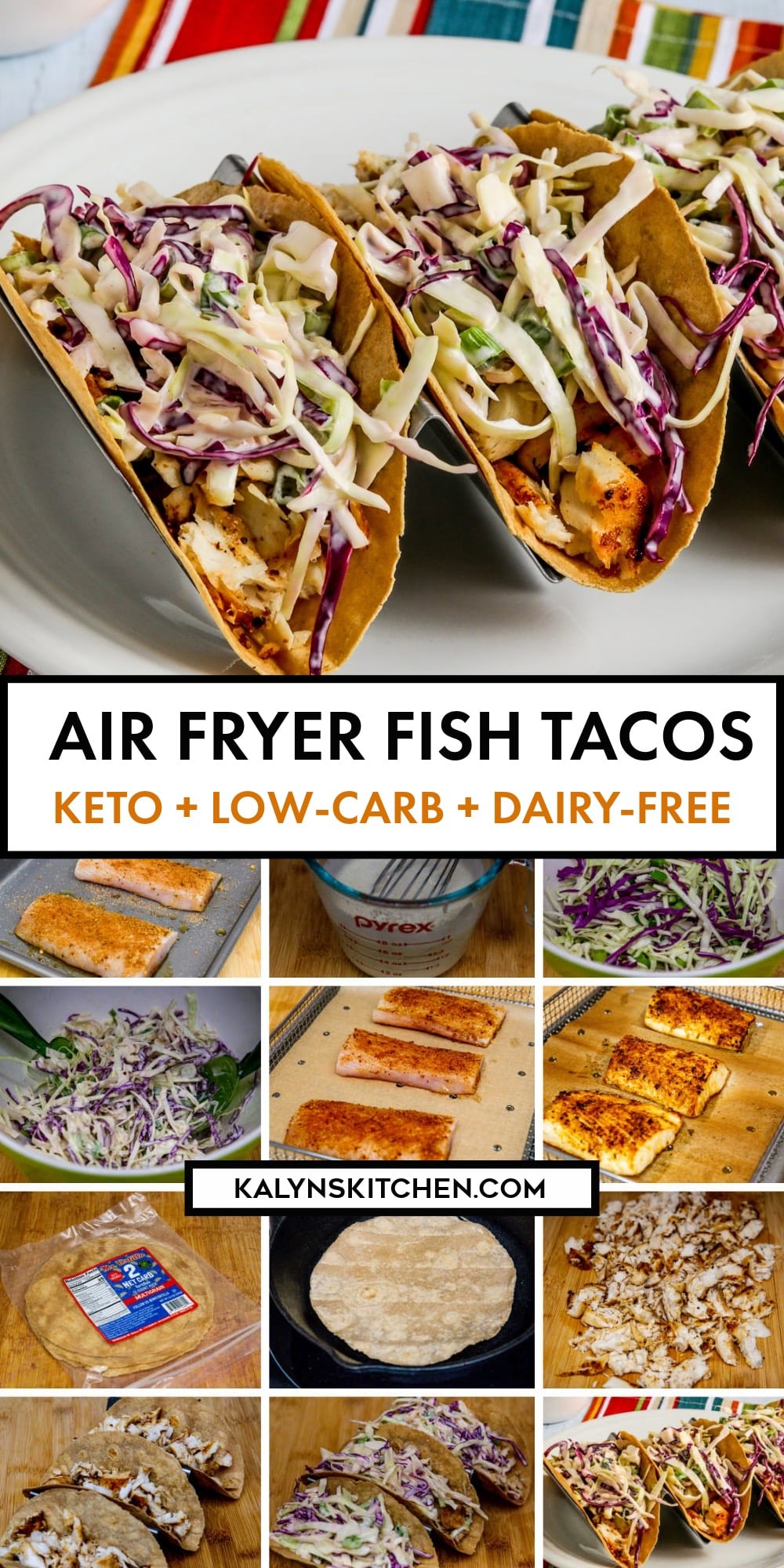 Pinterest image of Air Fryer Fish Tacos