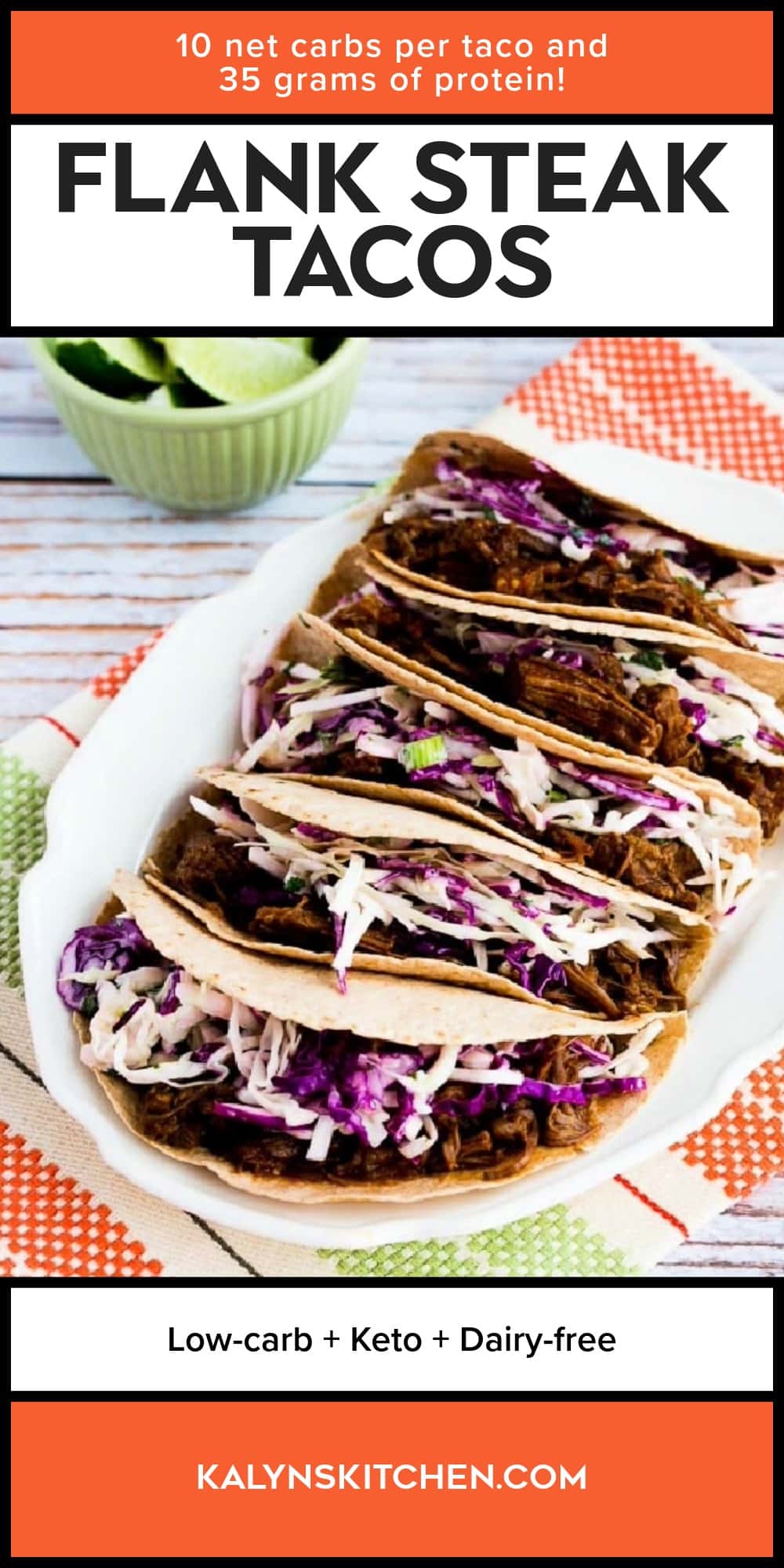 Pinterest image of Flank Steak Tacos