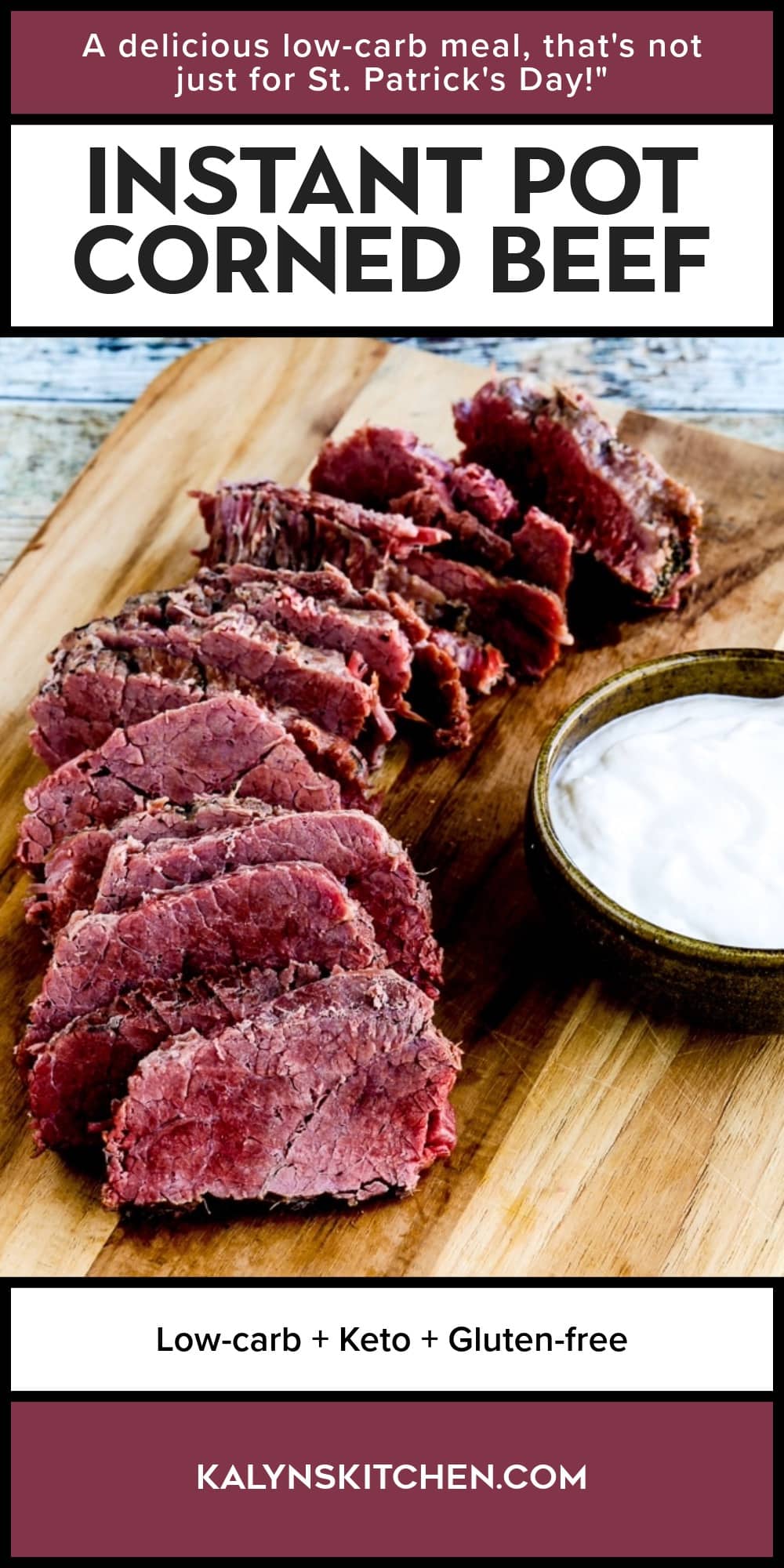 Pinterest image of Instant Pot Corned Beef