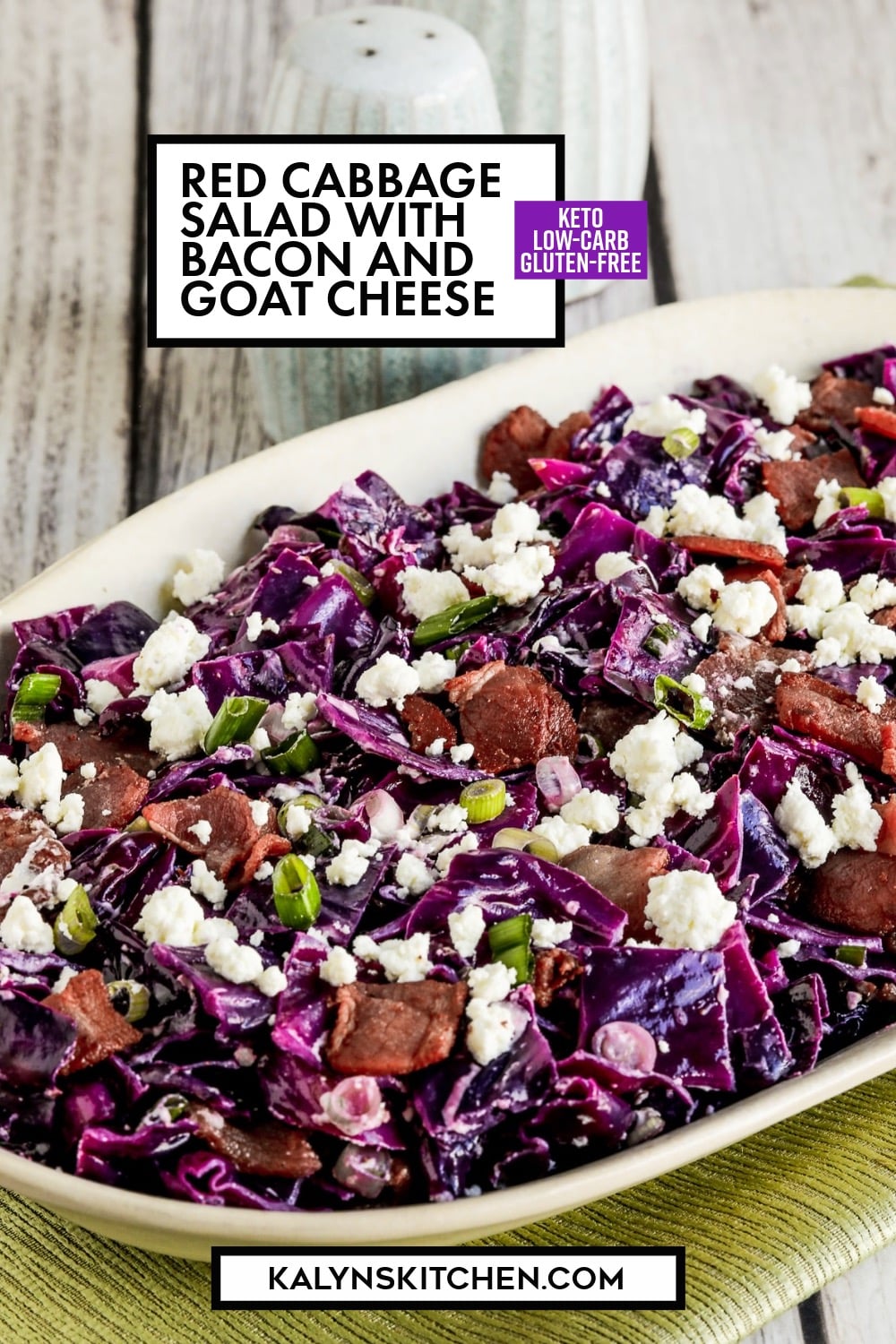 Pinterest image of Red Cabbage Salad with Bacon and Goat Cheese