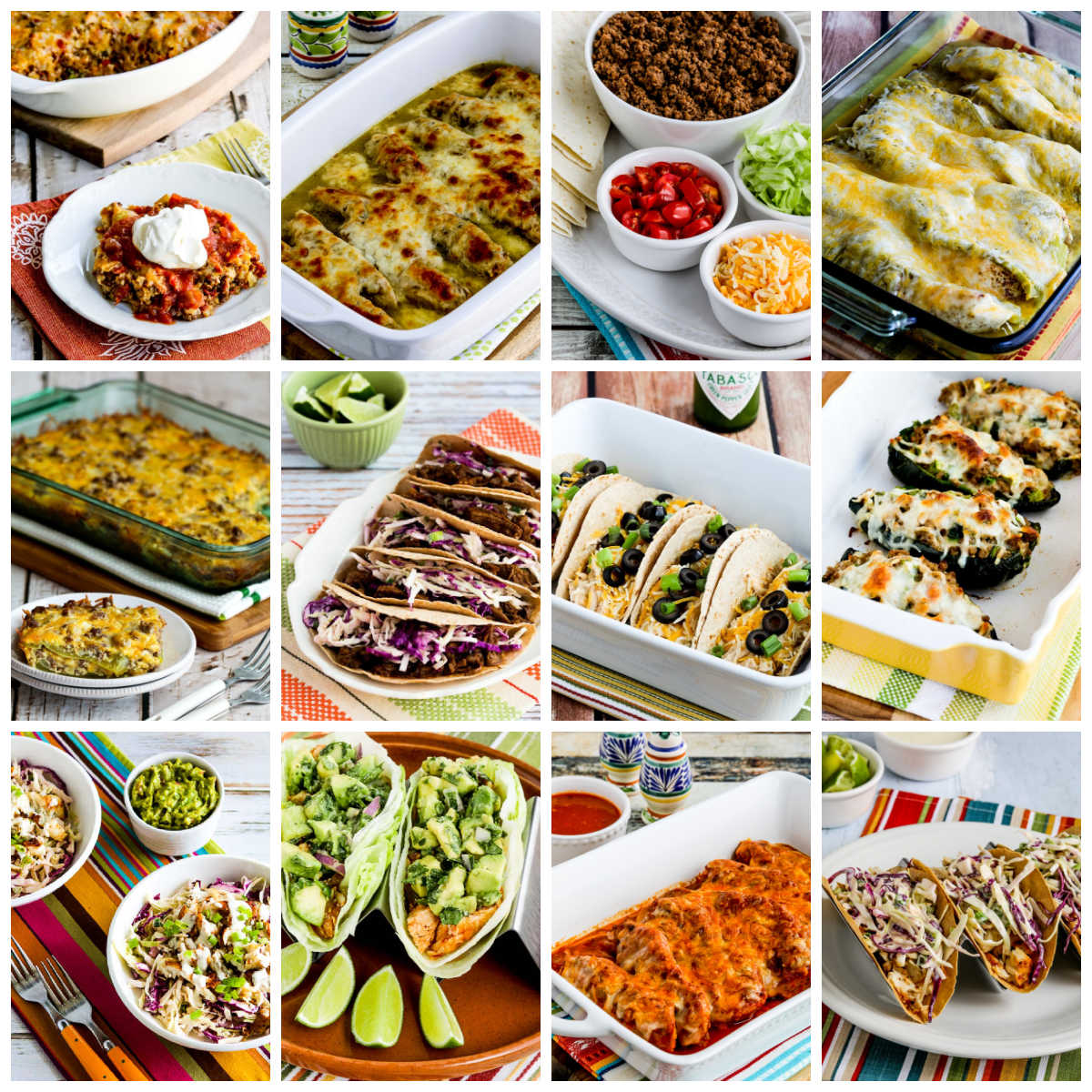 Keto Mexican Food Dinners collage photo showing featured recipes.