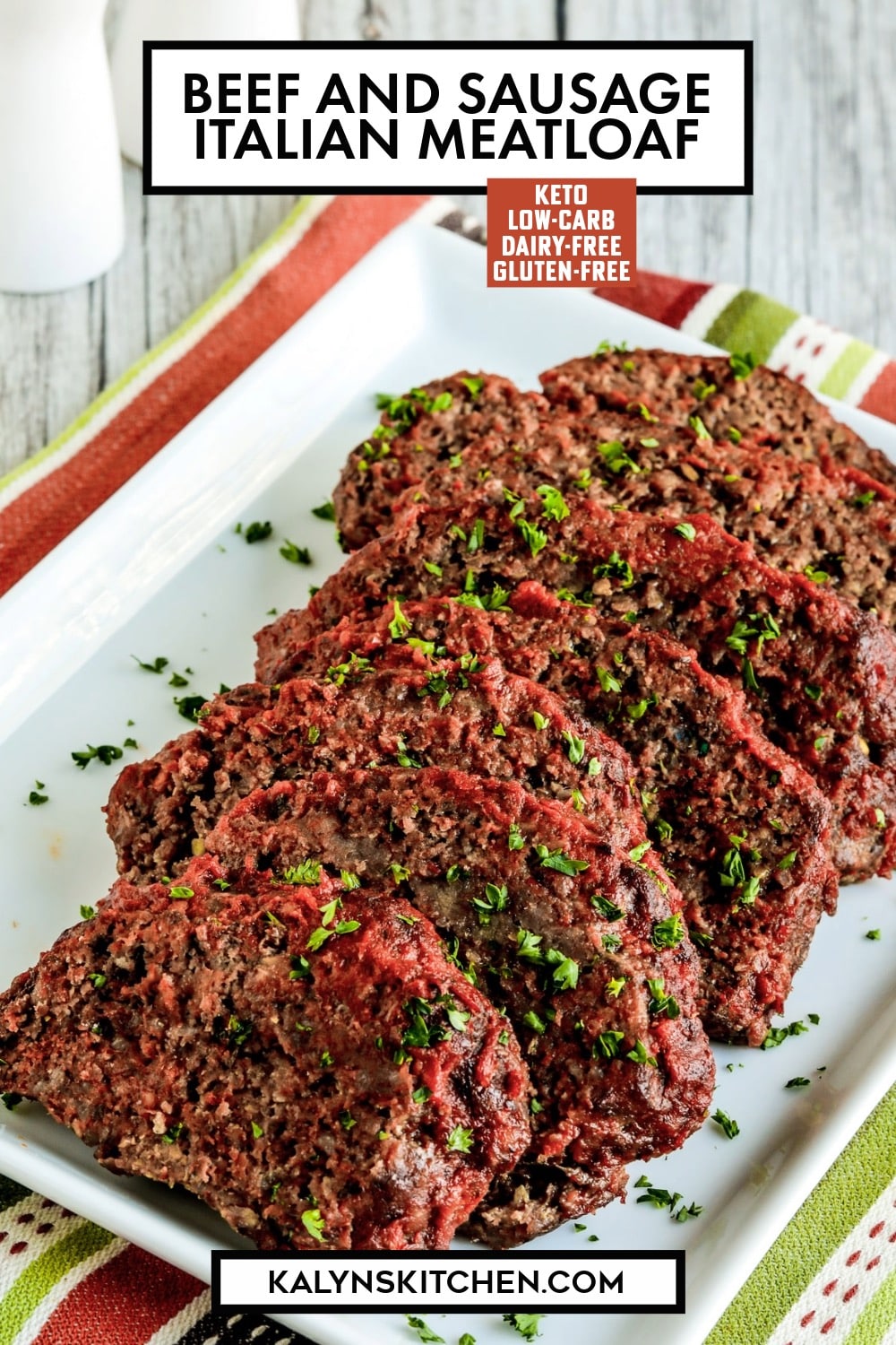 Pinterest image of Beef and Sausage Italian Meatloaf