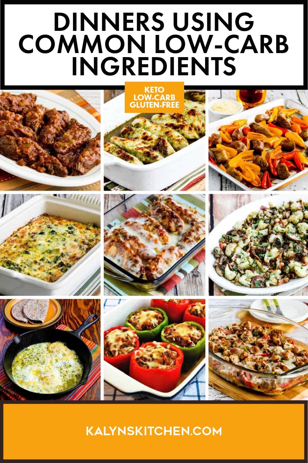 Pinterest image of Dinners Using Common Low-Carb Ingredients