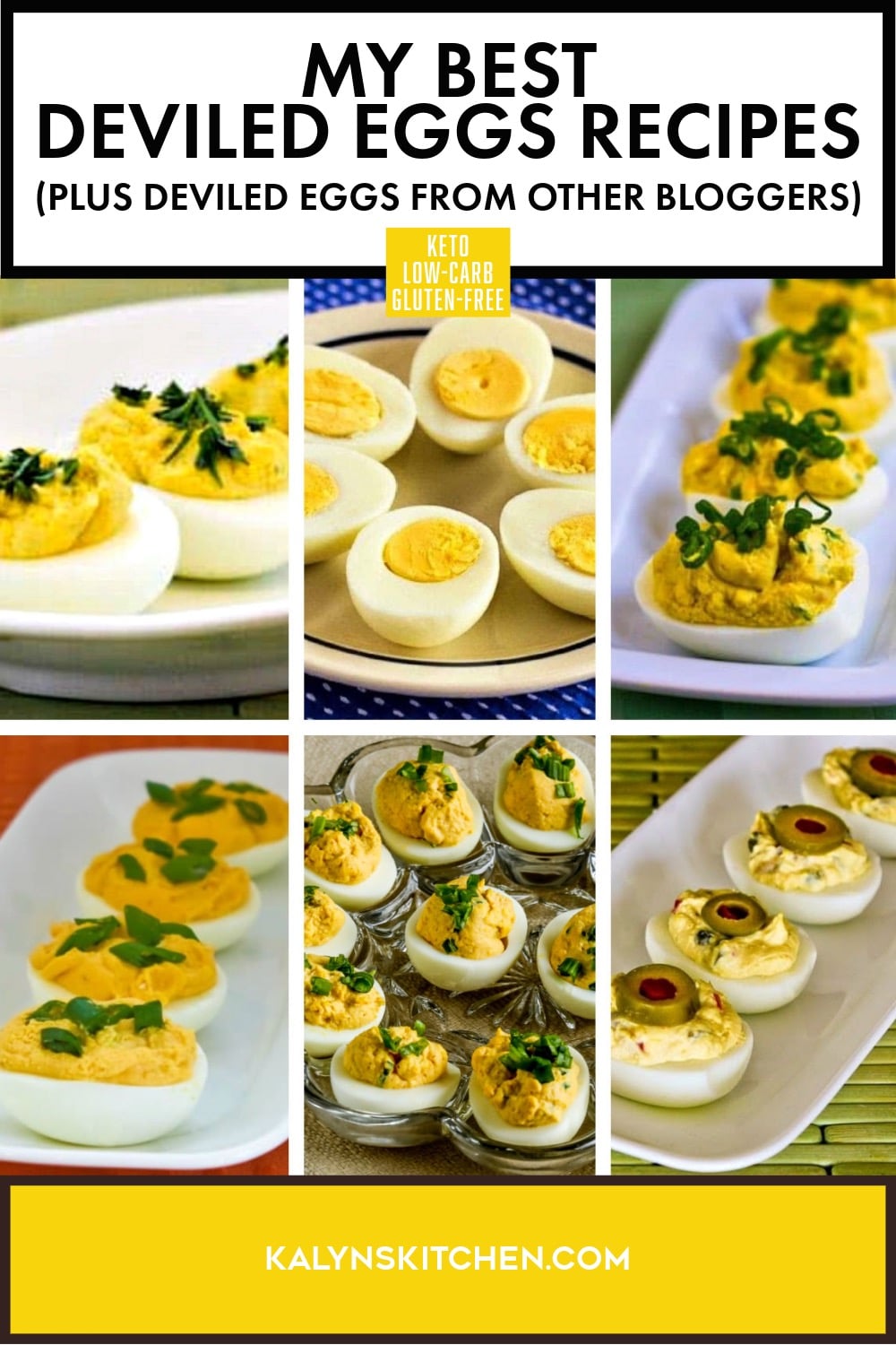 Pinterest image of My Best Deviled Eggs Recipes (plus Deviled Eggs from other Bloggers)