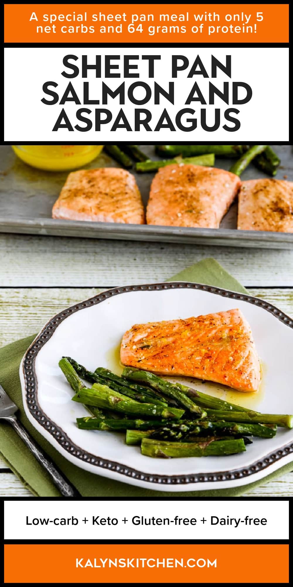 Pinterest image of Sheet Pan Salmon and Asparagus
