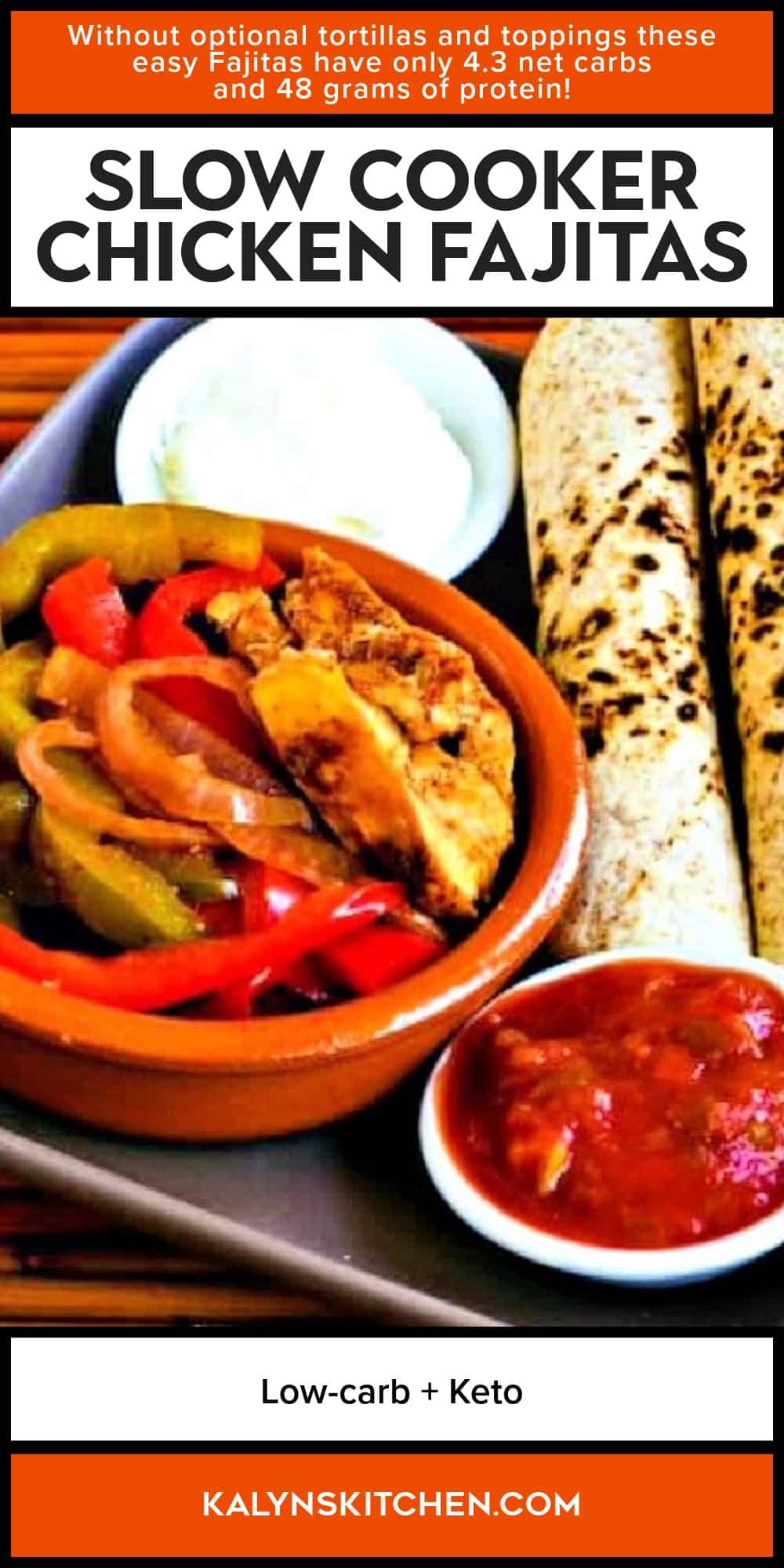 Pinterest image of Slow Cooker Chicken Fajitas