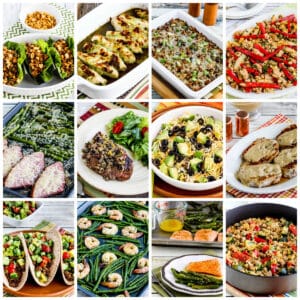 Collage photo for Easy Low-Carb Dinners showing featured recipes.