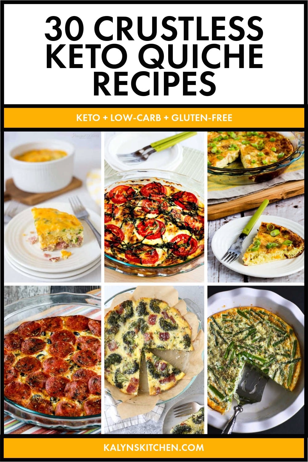 Pinterest image of 30 Crustless Keto Quiche Recipes