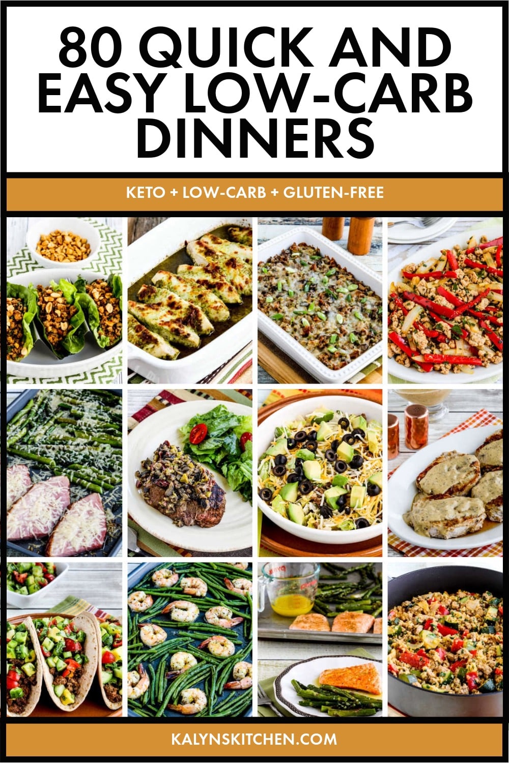Pinterest image of 80 Quick and Easy Low-Carb Dinners