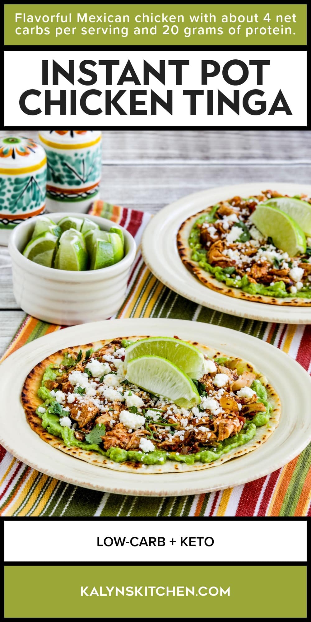 Pinterest image of Instant Pot Chicken Tinga