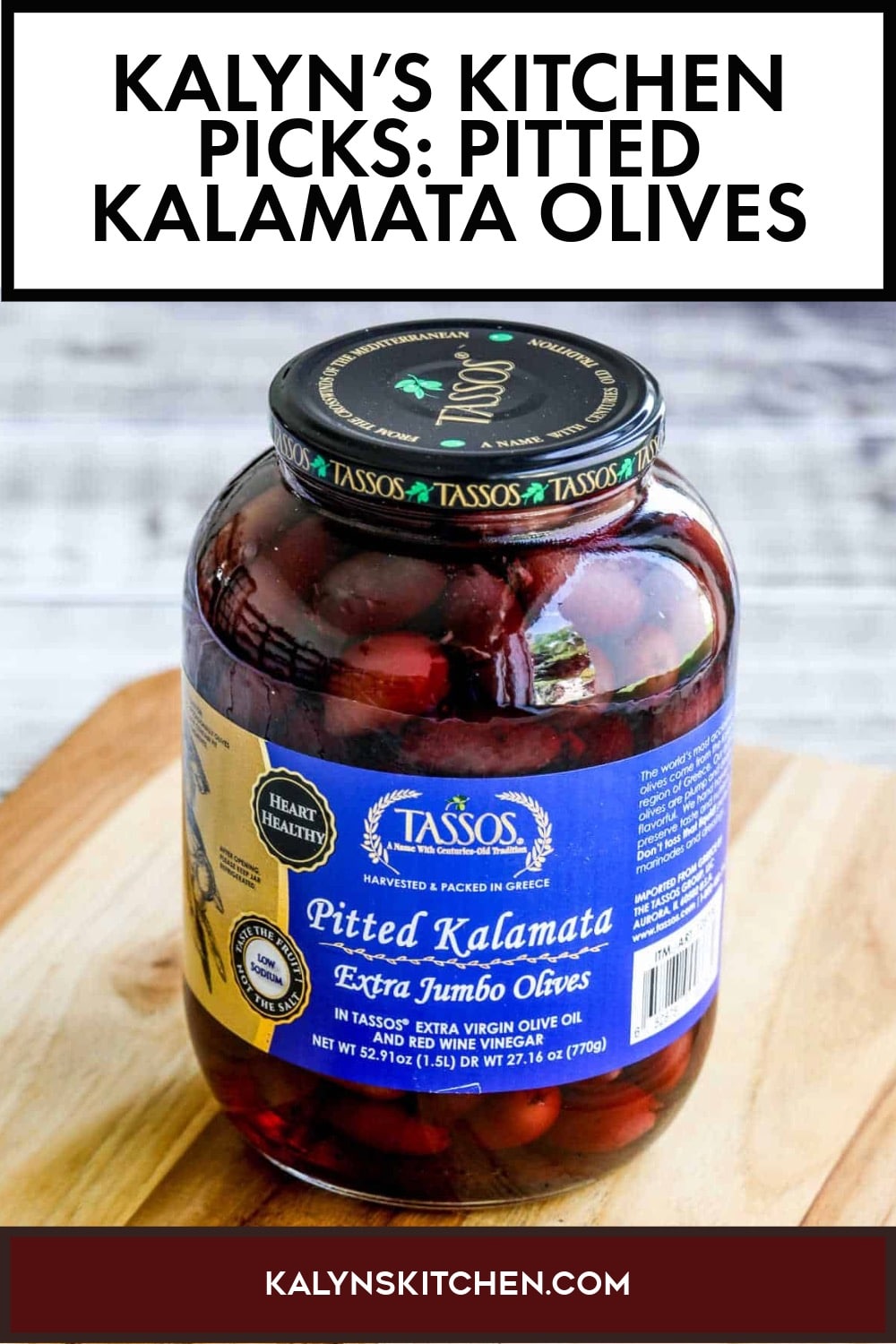 Pinterest image of Kalyn's Kitchen Picks: Pitted Kalamata Olives