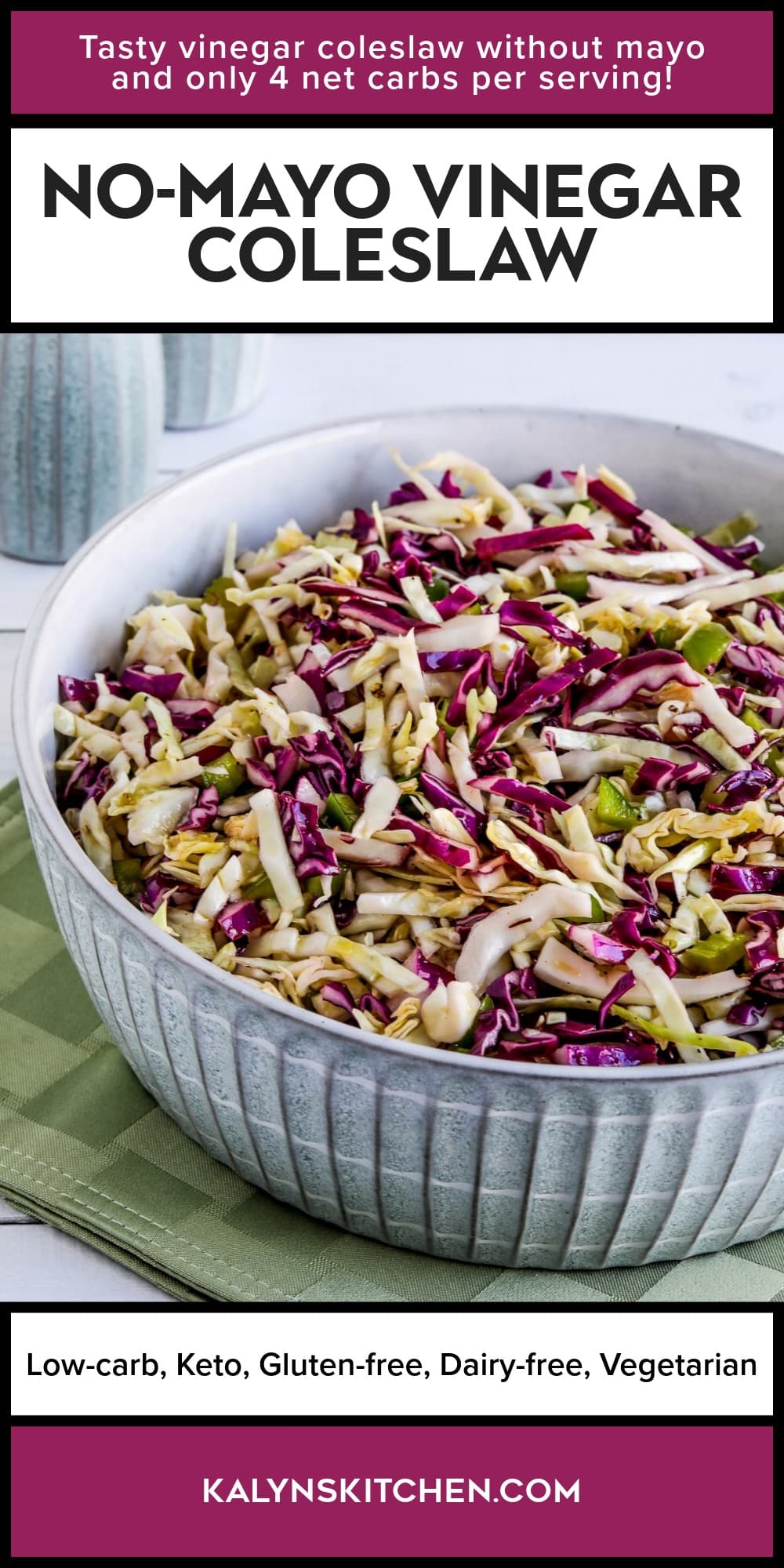 Pinterest image of No-Mayo Vinegar Coleslaw