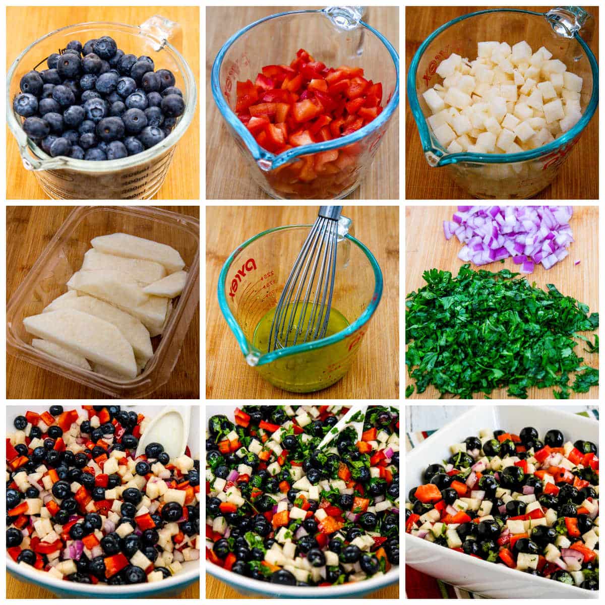 Process shot collage for blueberry salsa