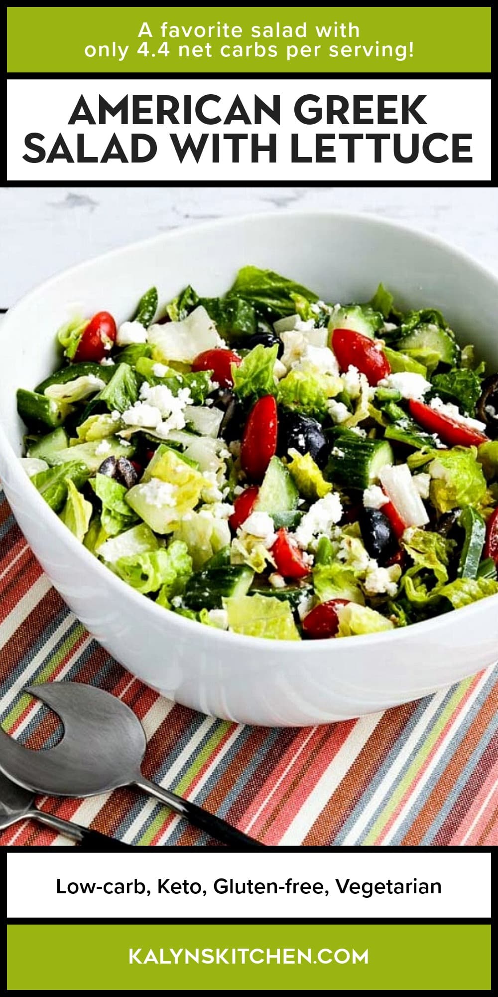 Pinterest image of American Greek Salad with Lettuce