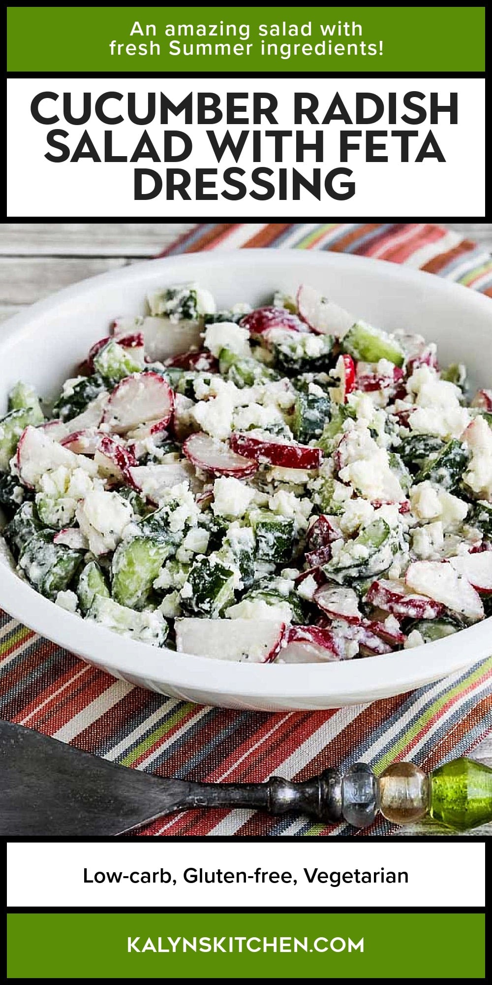 Pinterest image of Cucumber Radish Salad with Feta Dressing