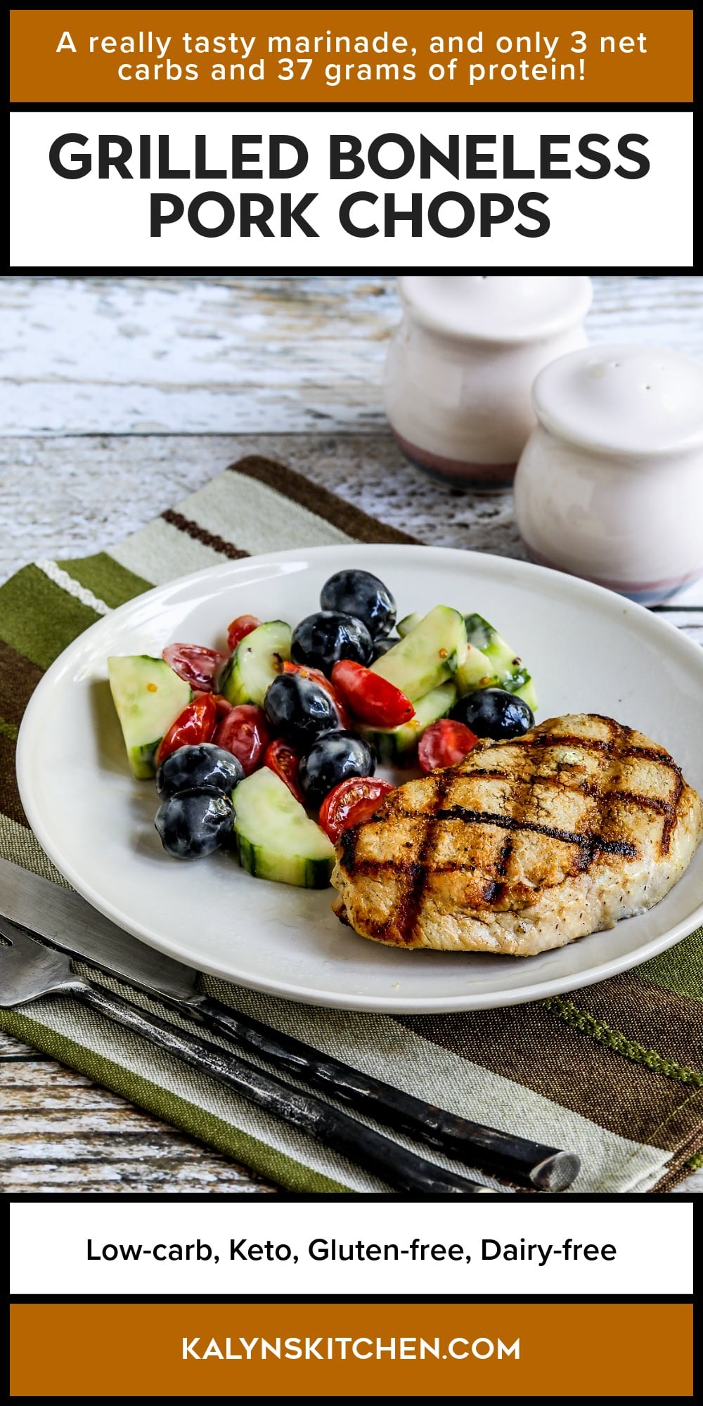 Pinterest image of Grilled Boneless Pork Chops