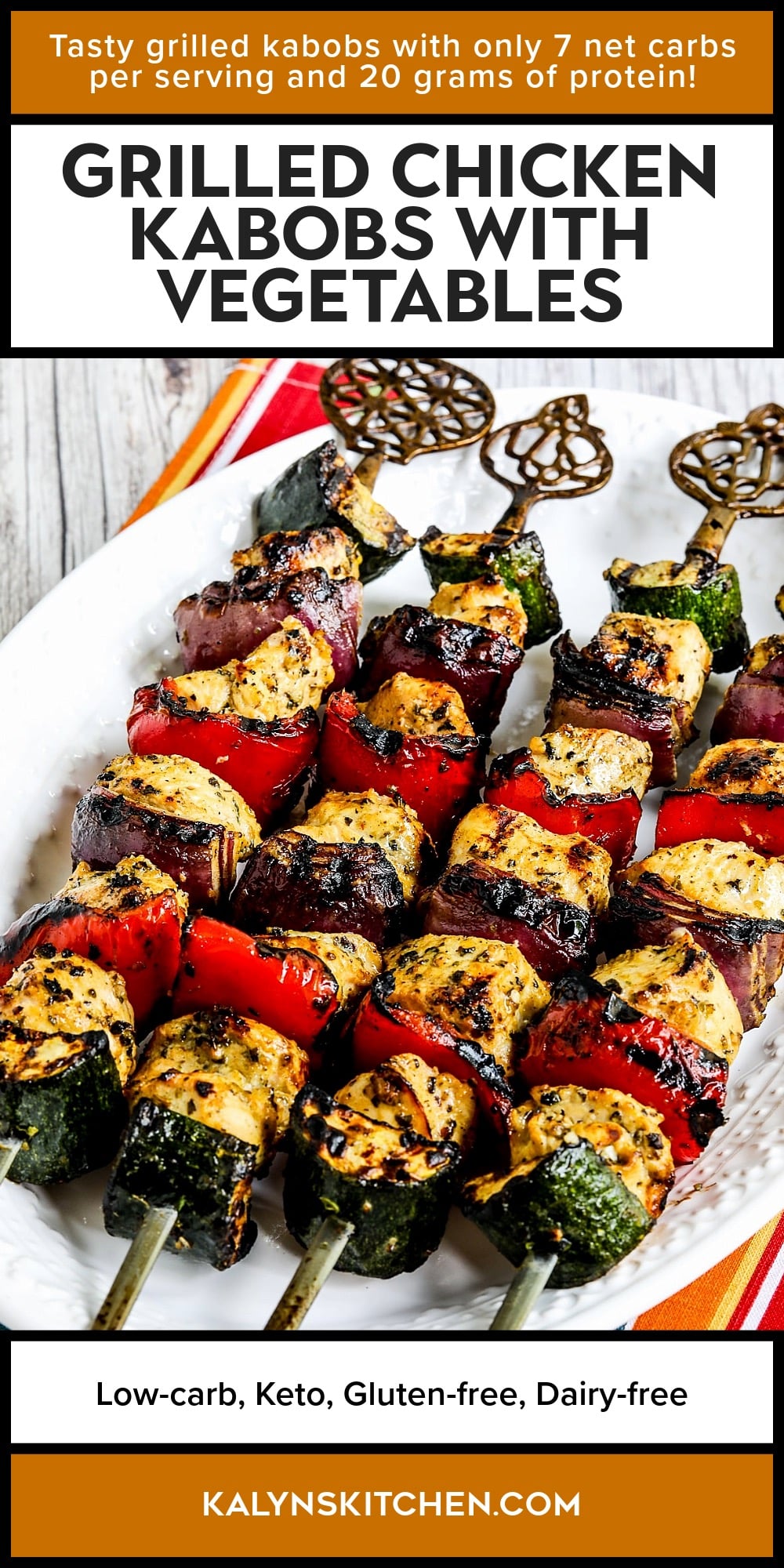 Pinterest image of Grilled Chicken Kabobs with Vegetables