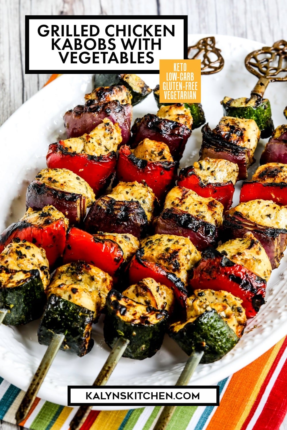 Pinterest image of Grilled Chicken Kabobs with Vegetables