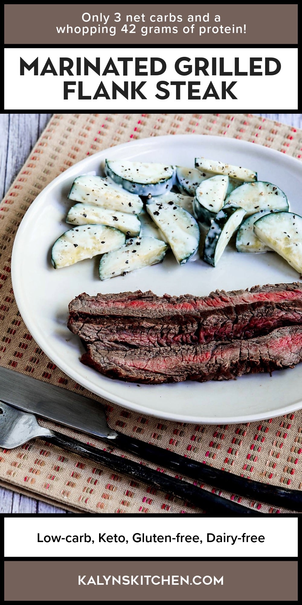 Pinterest image of Marinated Grilled Flank Steak