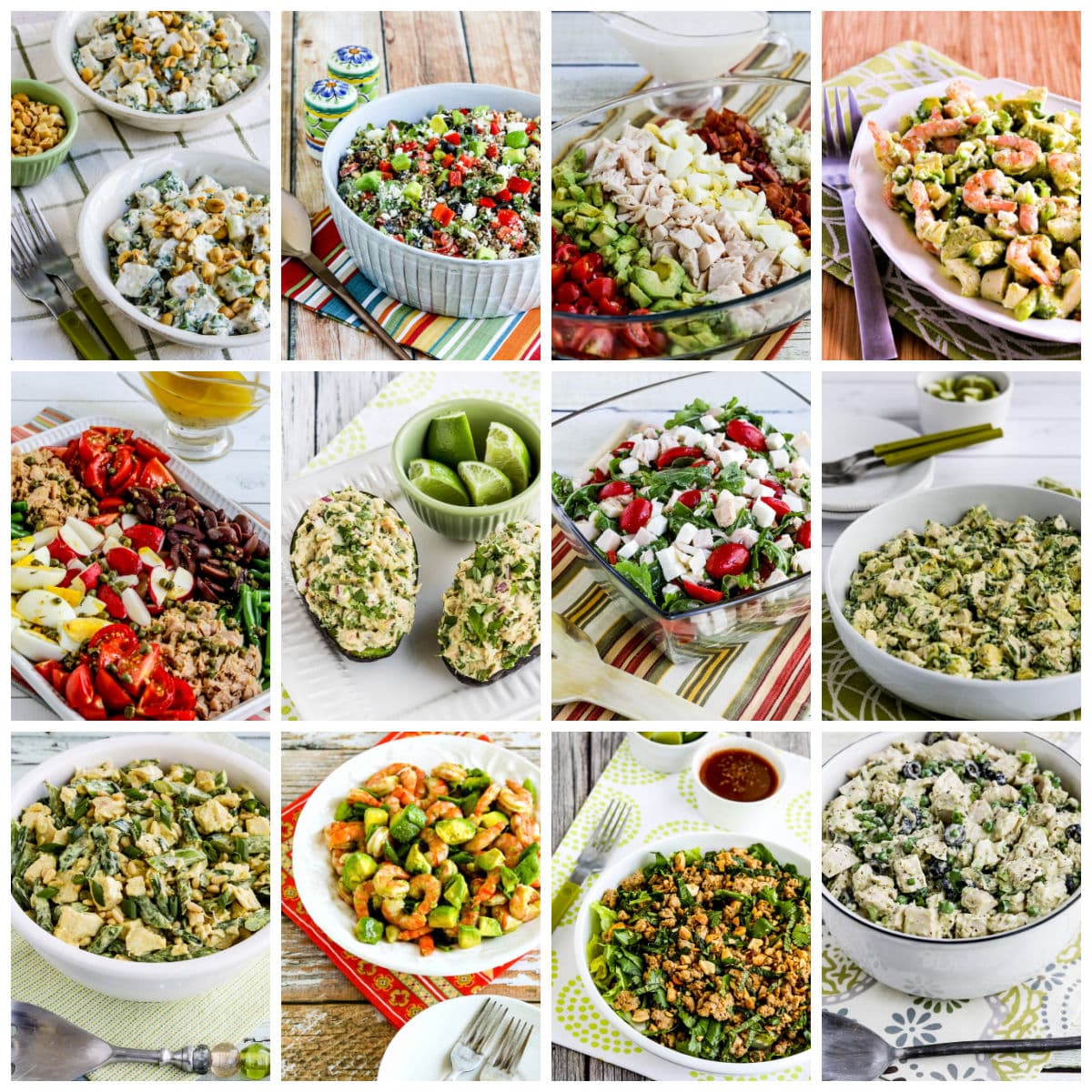 Favorite Summer Dinner Salads collage photo showing featured recipes.
