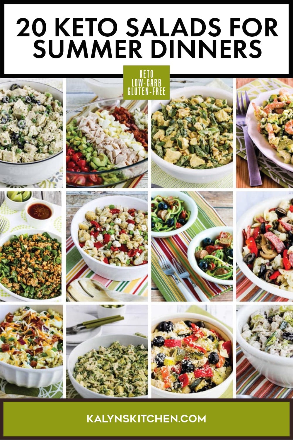 Pinterest image of 20 Keto Salads for Summer Dinners