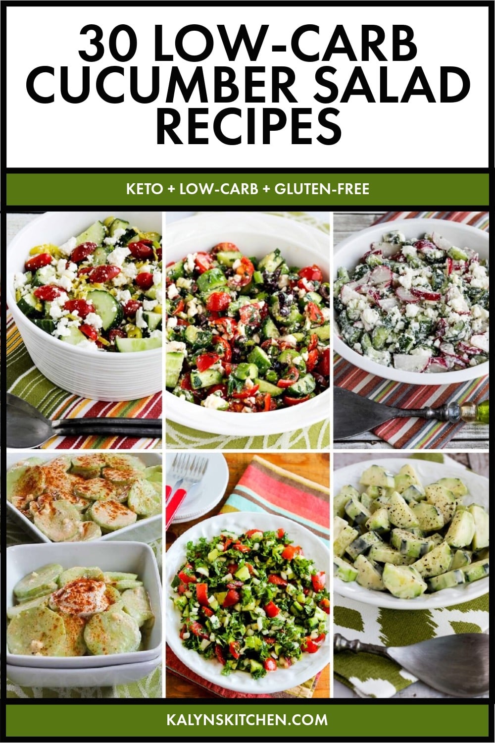 Pinterest image of 30 Low-Carb Cucumber Salad Recipes