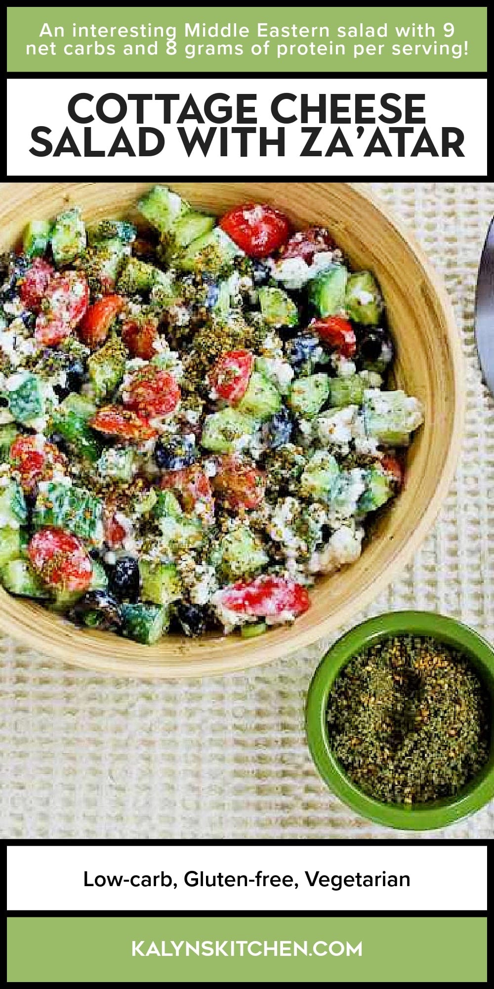 Pinterest image of Cottage Cheese Salad with Za'atar