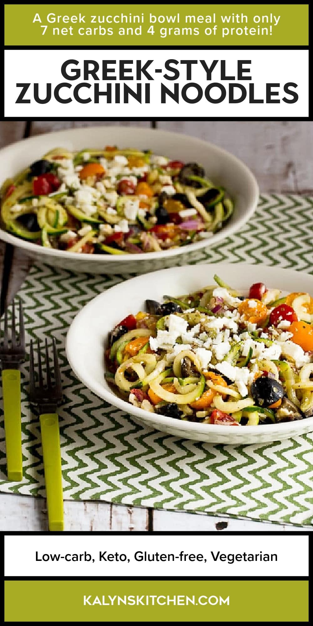 Pinterest image of Greek-Style Zucchini Noodles