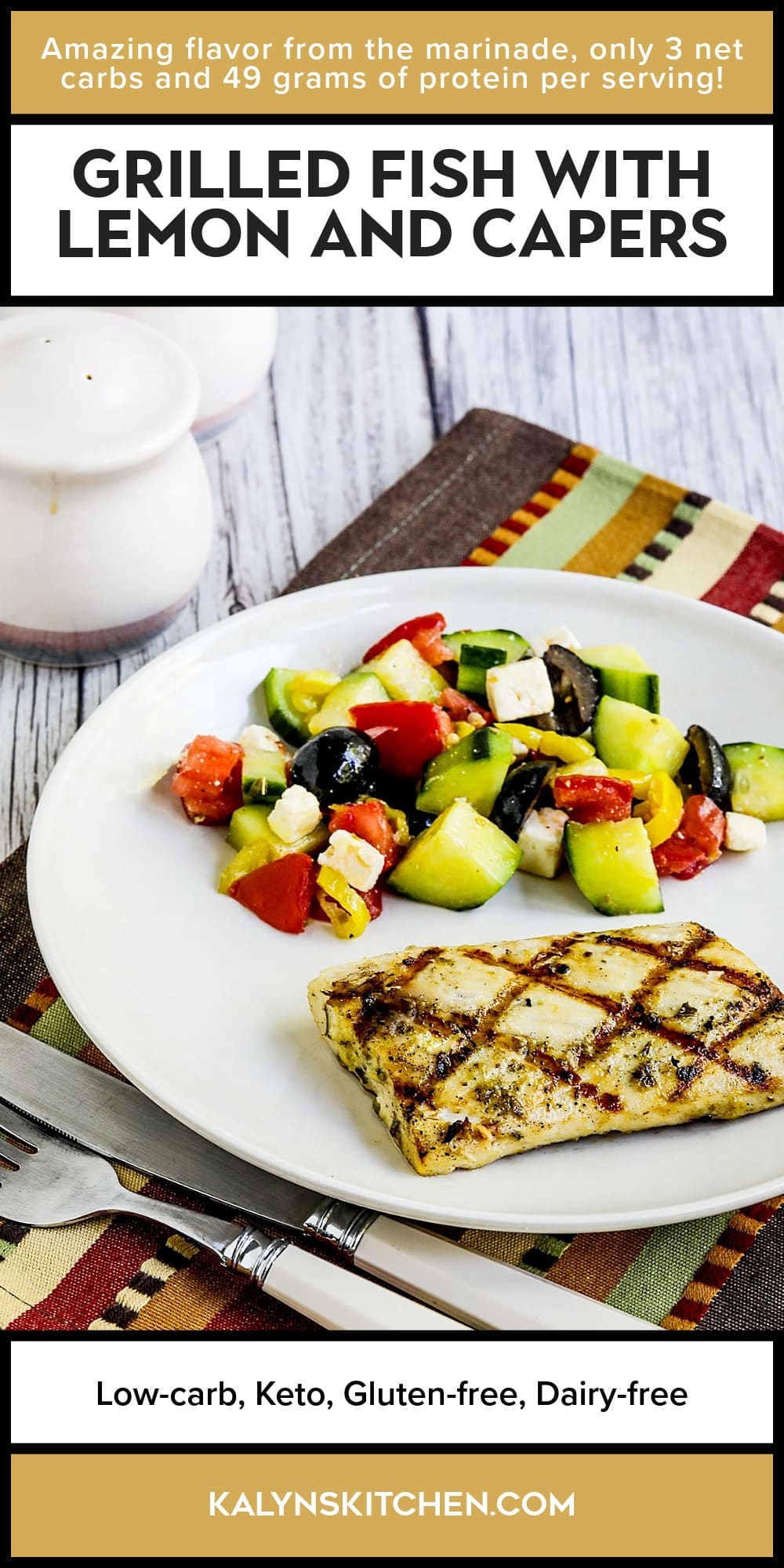 Pinterest image of Grilled Fish with Lemon and Capers