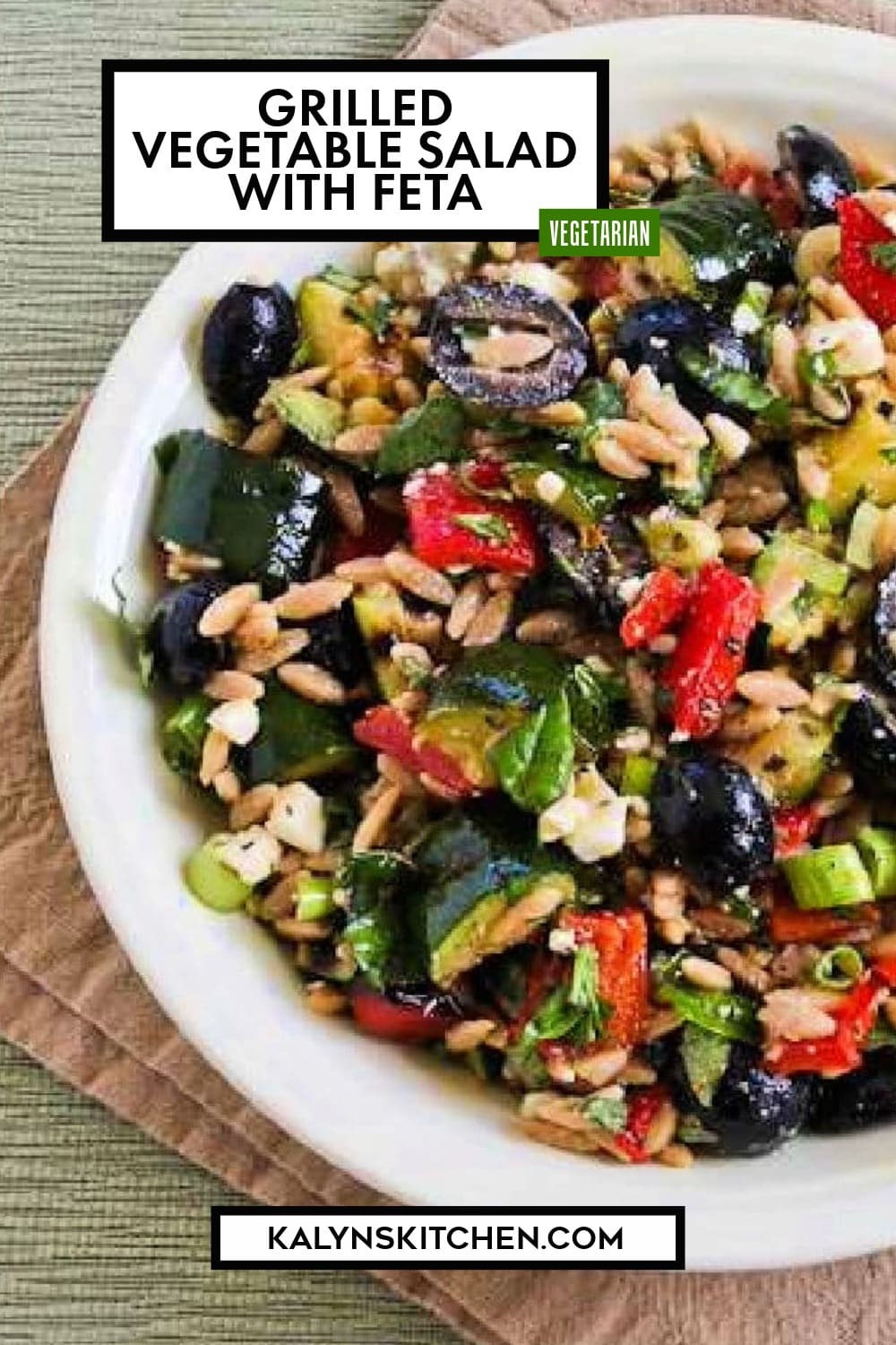 Pinterest image of Grilled Vegetable Salad with Feta