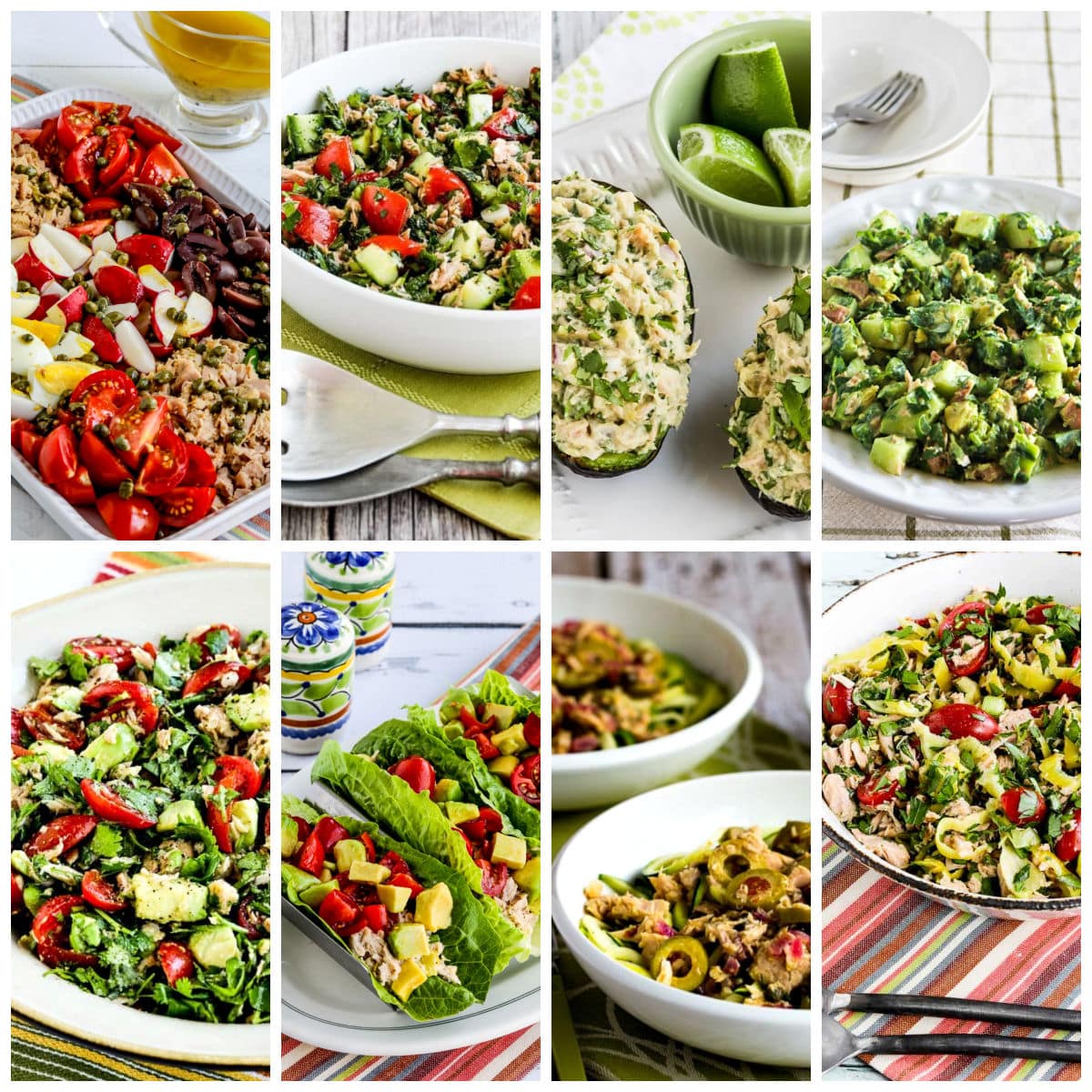 Healthy Tuna Recipes collage showing featured recipes.