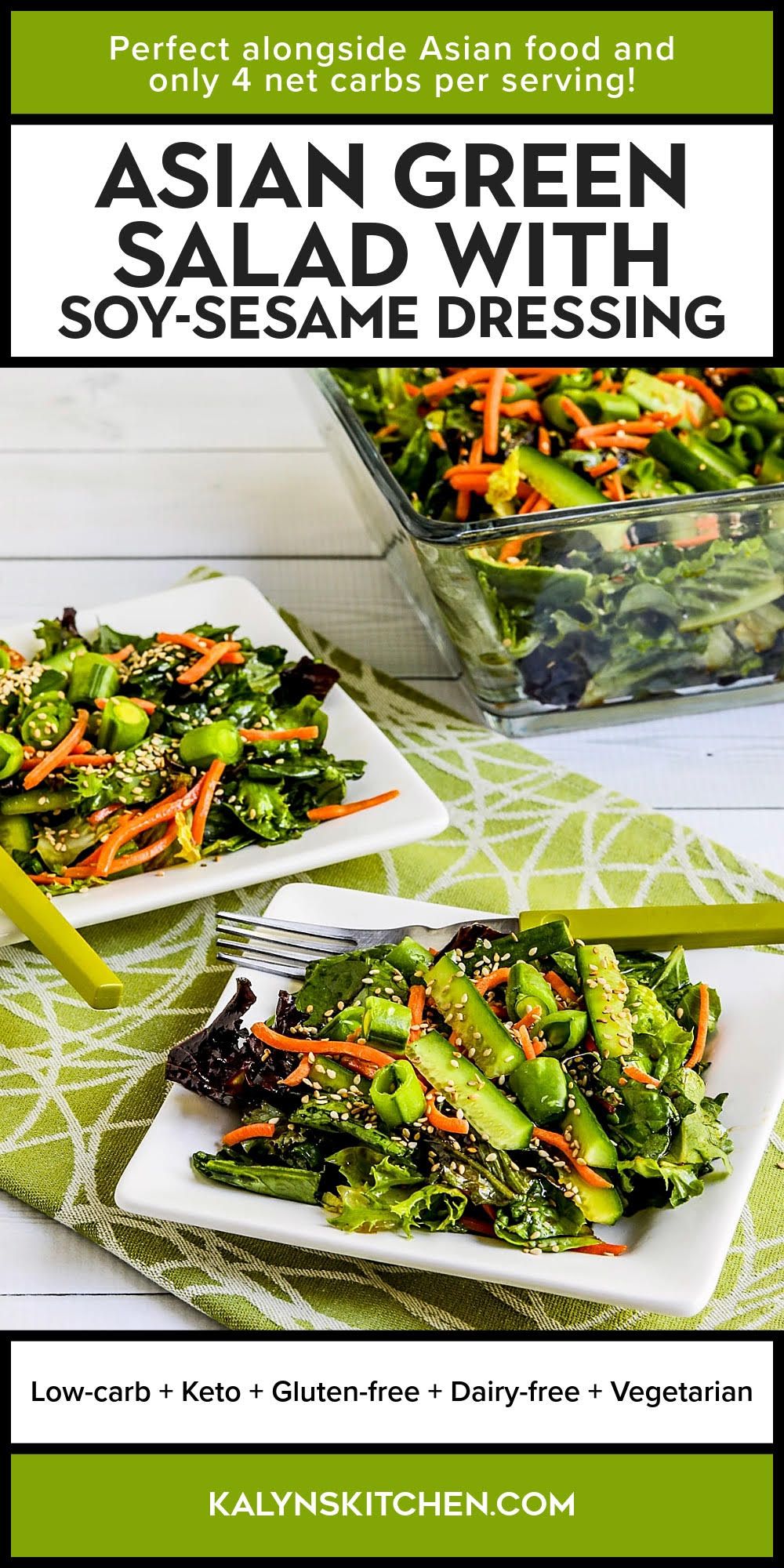 Pinterest image for Asian Green Salad with Sesame Dressing