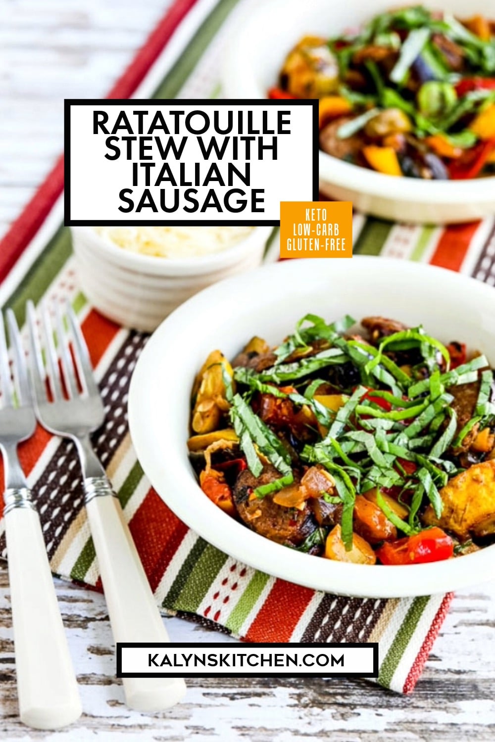 Pinterest image of Ratatouille Stew with Italian Sausage
