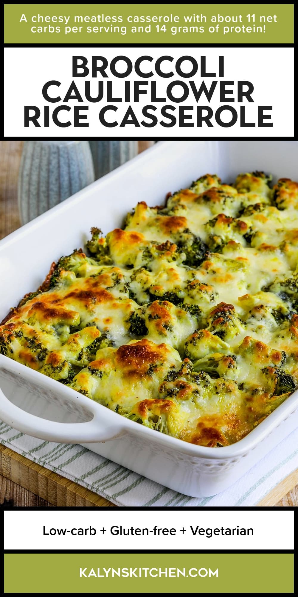 Pinterest image of Broccoli Cauliflower Rice Casserole