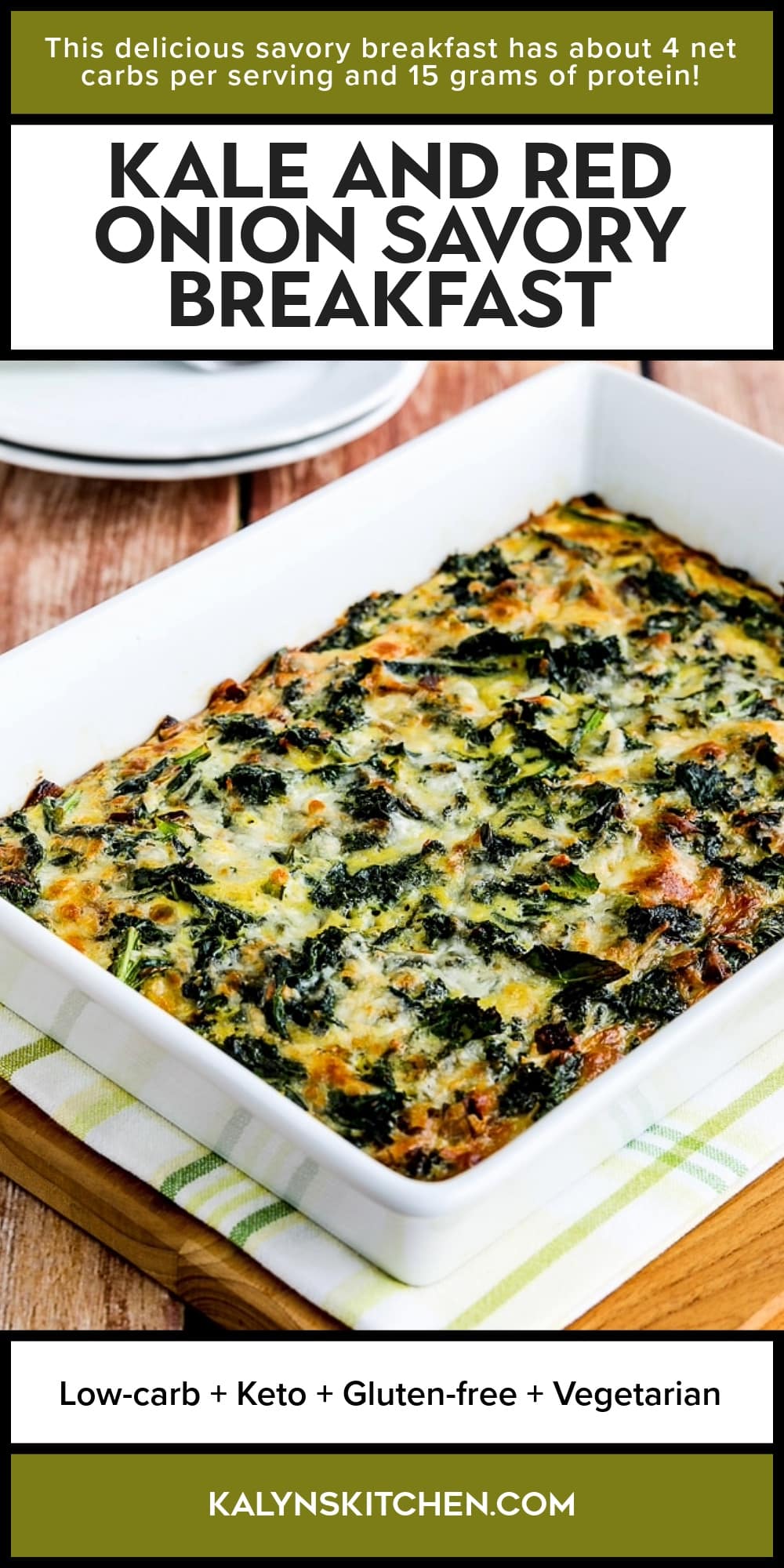 Pinterest image of Kale and Red Onion Savory Breakfast
