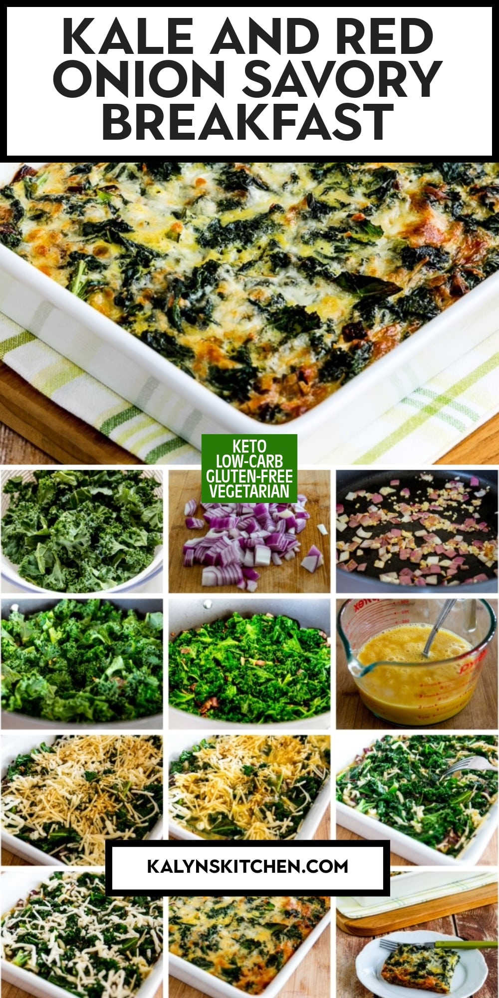 Pinterest image of Kale and Red Onion Savory Breakfast