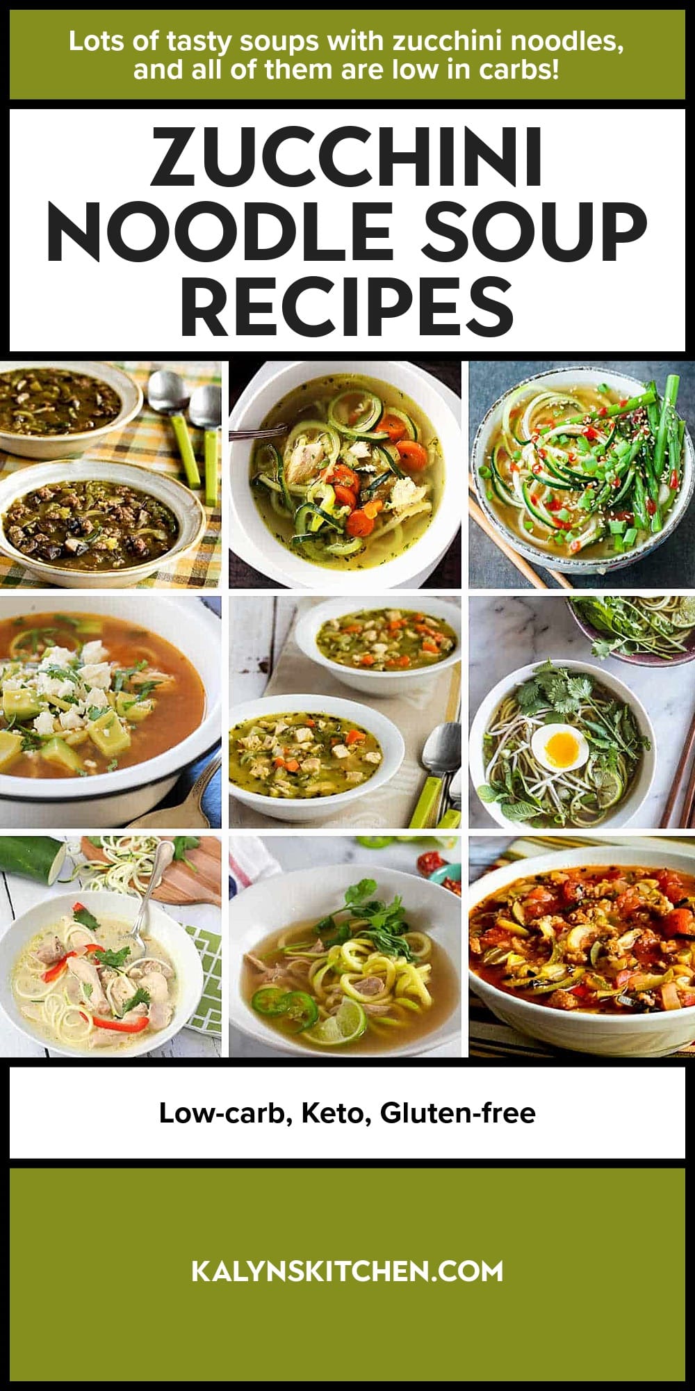 Pinterest image of Zucchini Noodle Soup Recipes