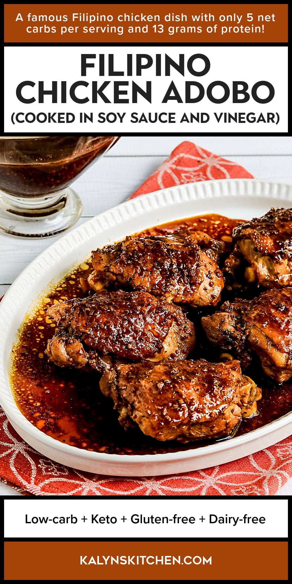 Pinterest image of Filipino Chicken Adobo (Cooked in Soy Sauce and Vinegar)
