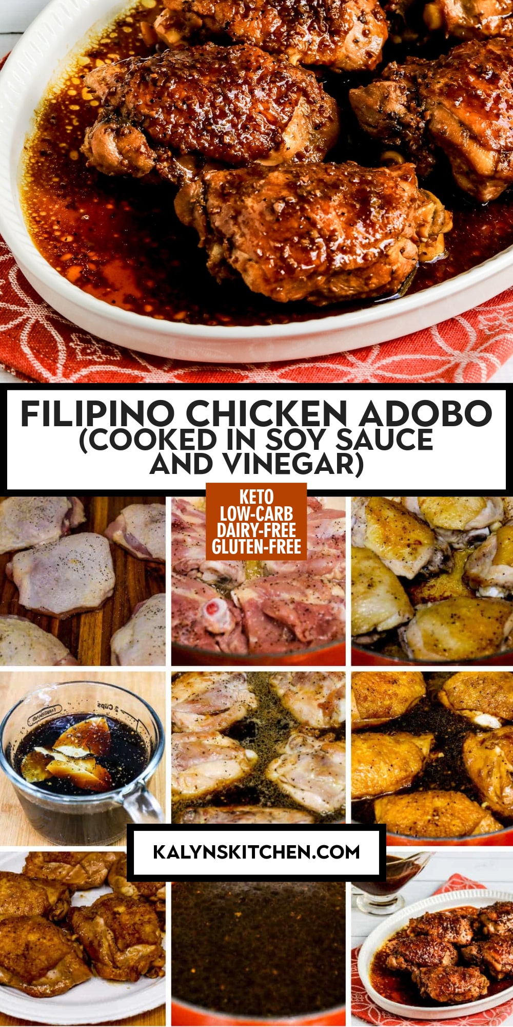Pinterest image of Filipino Chicken Adobo (Cooked in Soy Sauce and Vinegar)