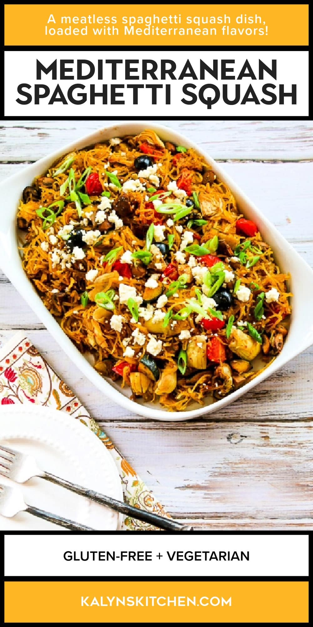 Pinterest image of Mediterranean Spaghetti Squash